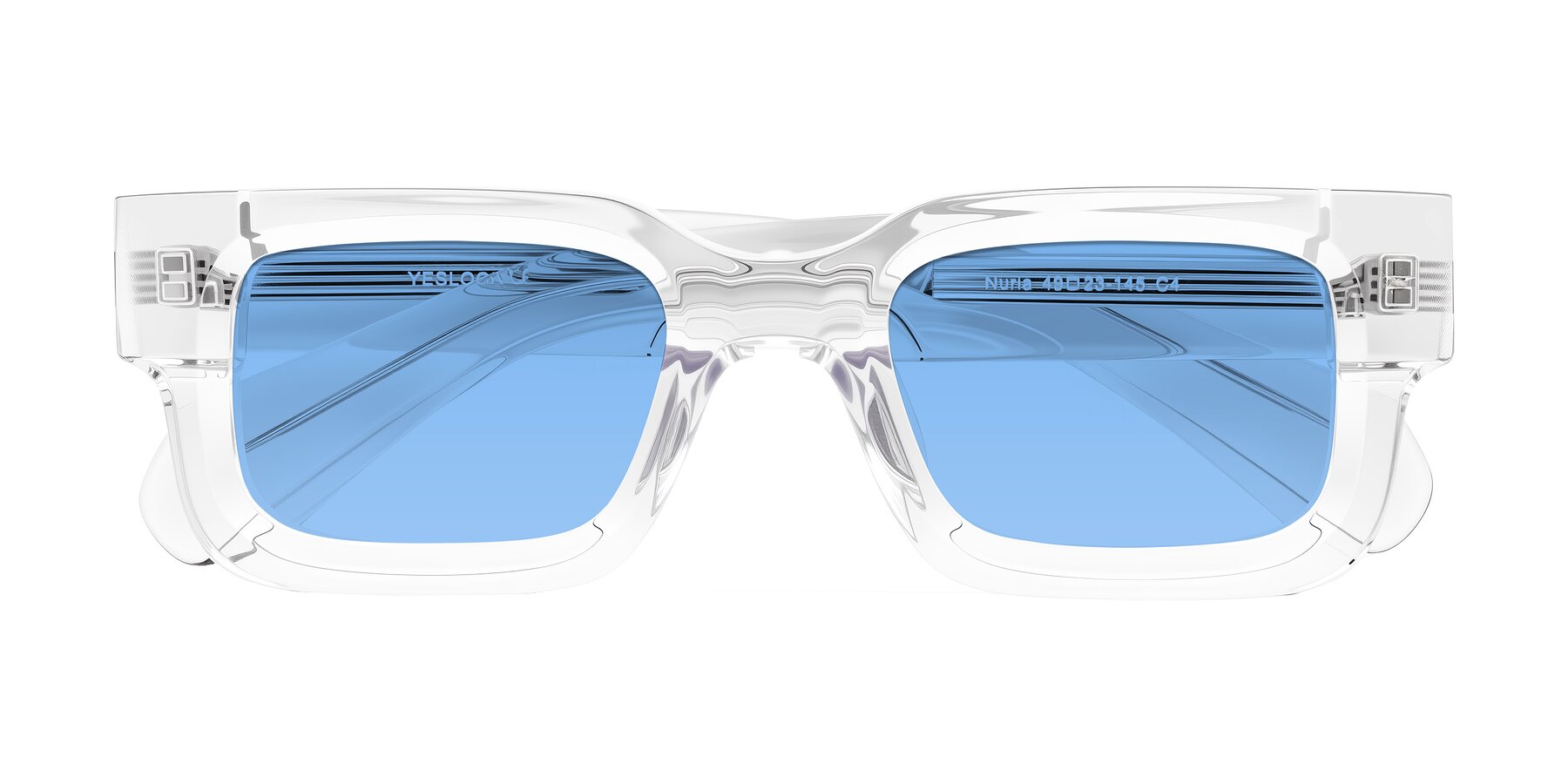 Folded Front of Nuria in Clear with Medium Blue Tinted Lenses