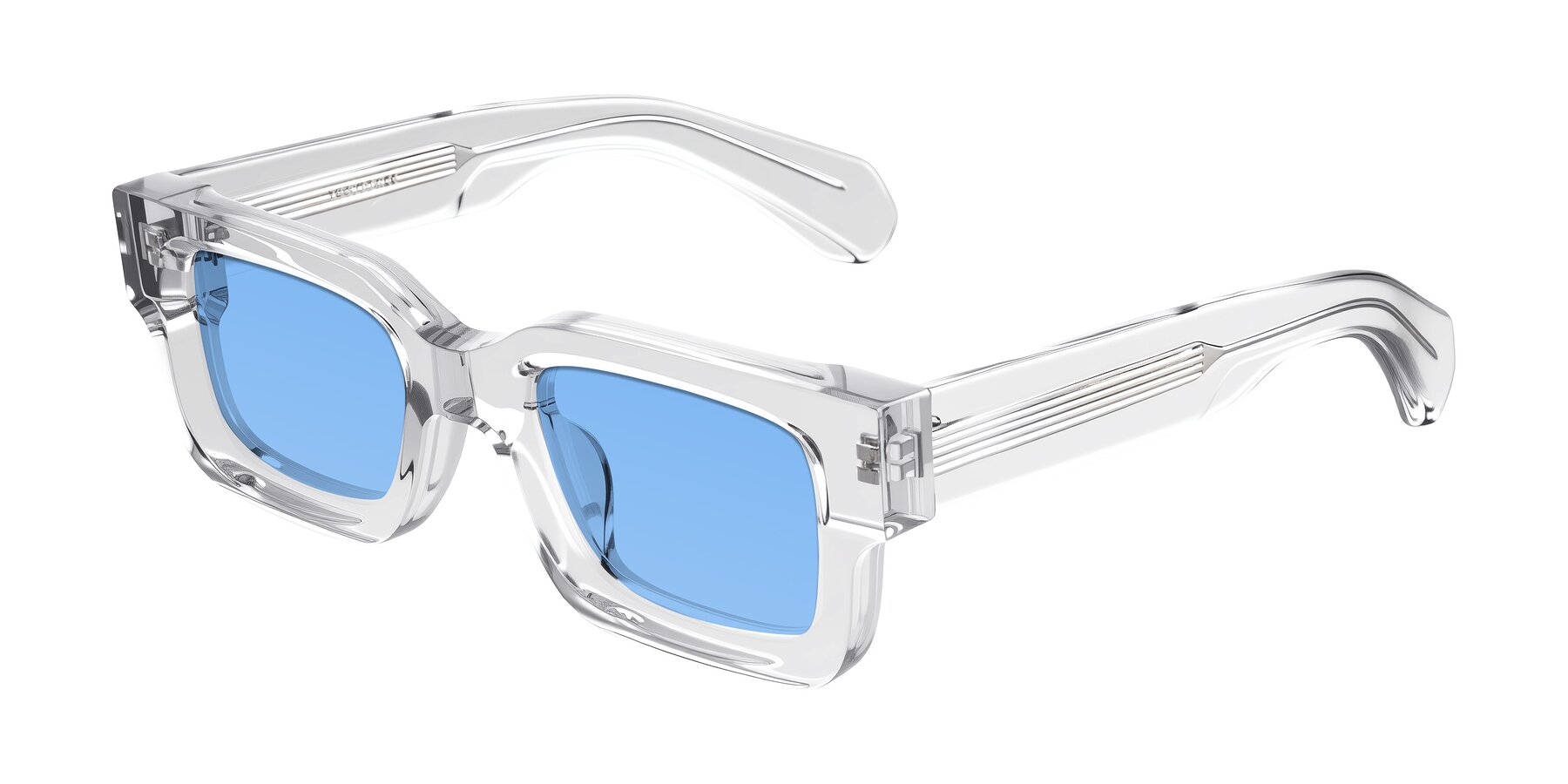 Angle of Nuria in Clear with Medium Blue Tinted Lenses