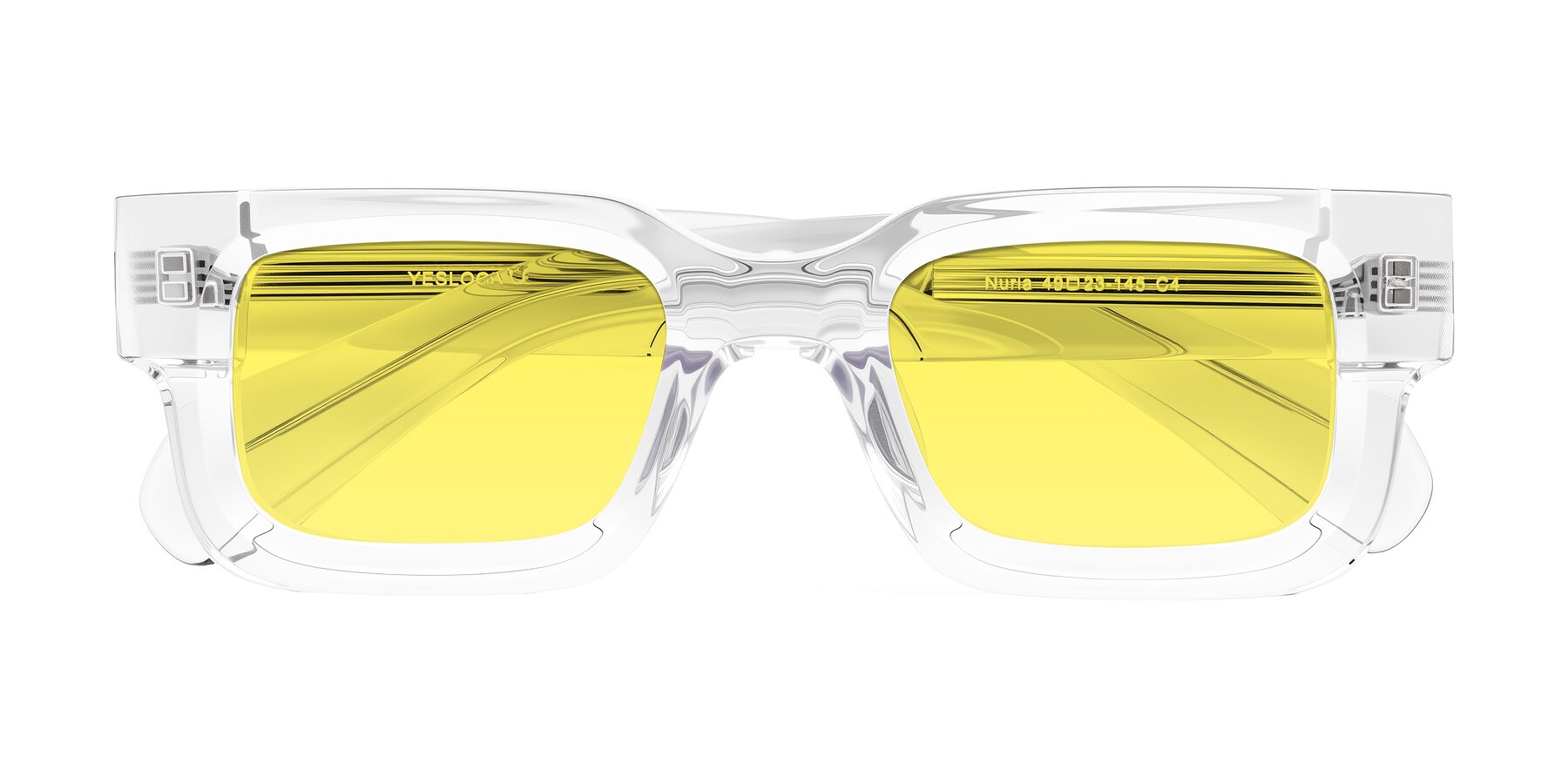 Folded Front of Nuria in Clear with Medium Yellow Tinted Lenses