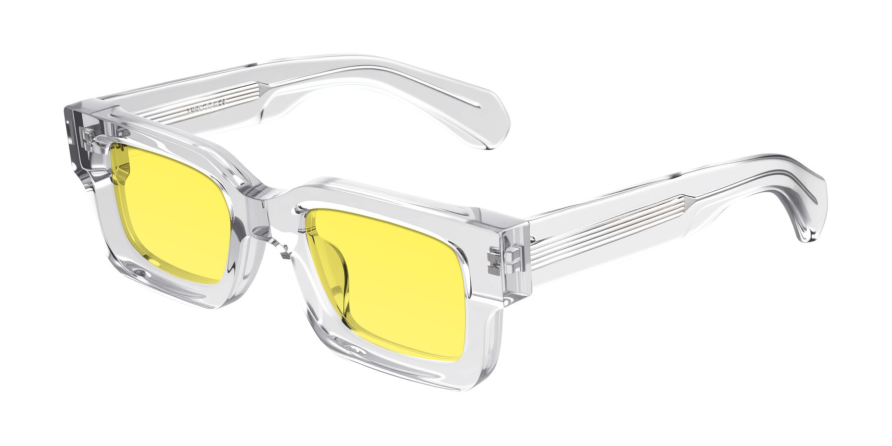 Angle of Nuria in Clear with Medium Yellow Tinted Lenses