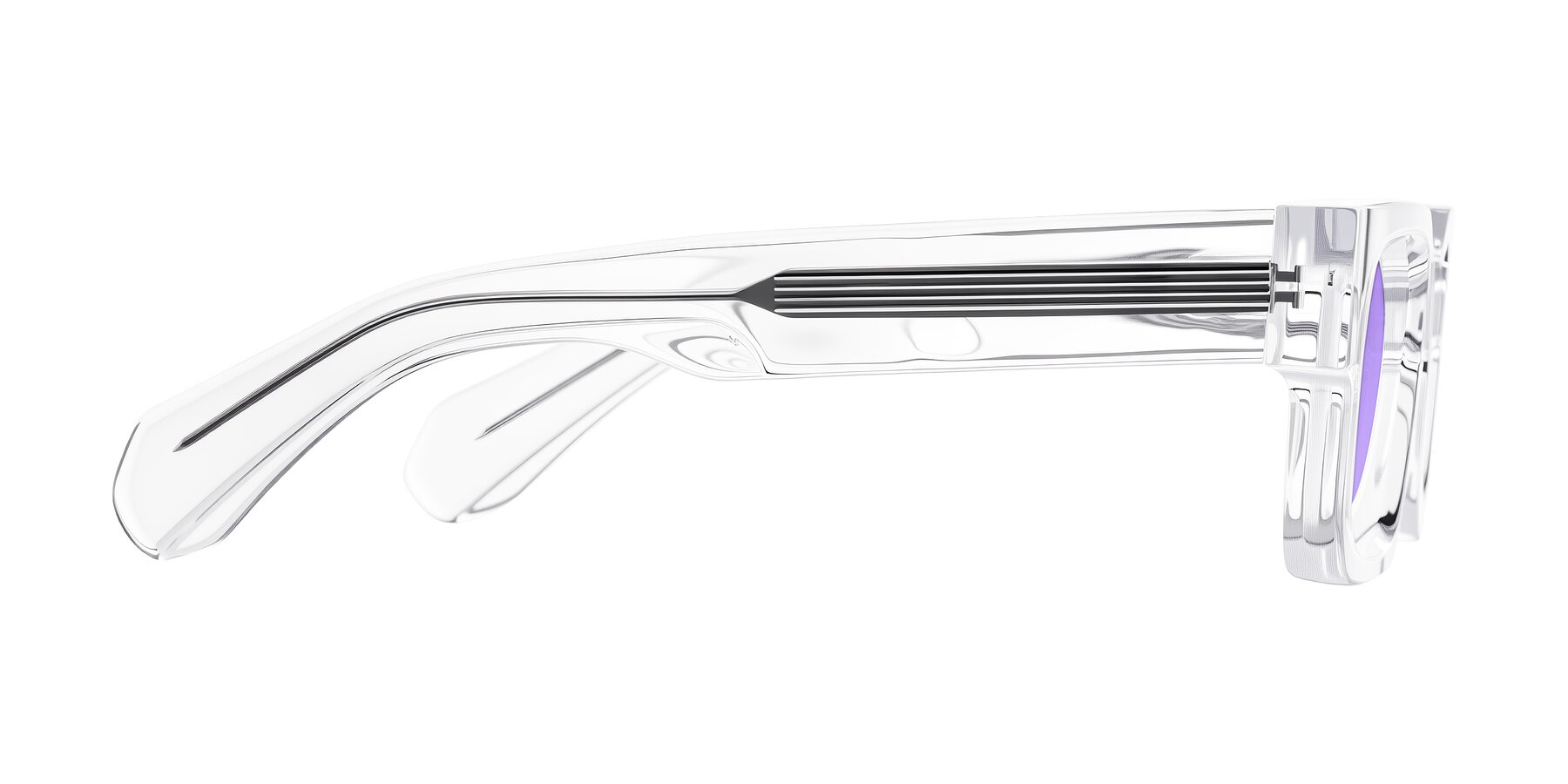 Side of Nuria in Clear with Medium Purple Tinted Lenses