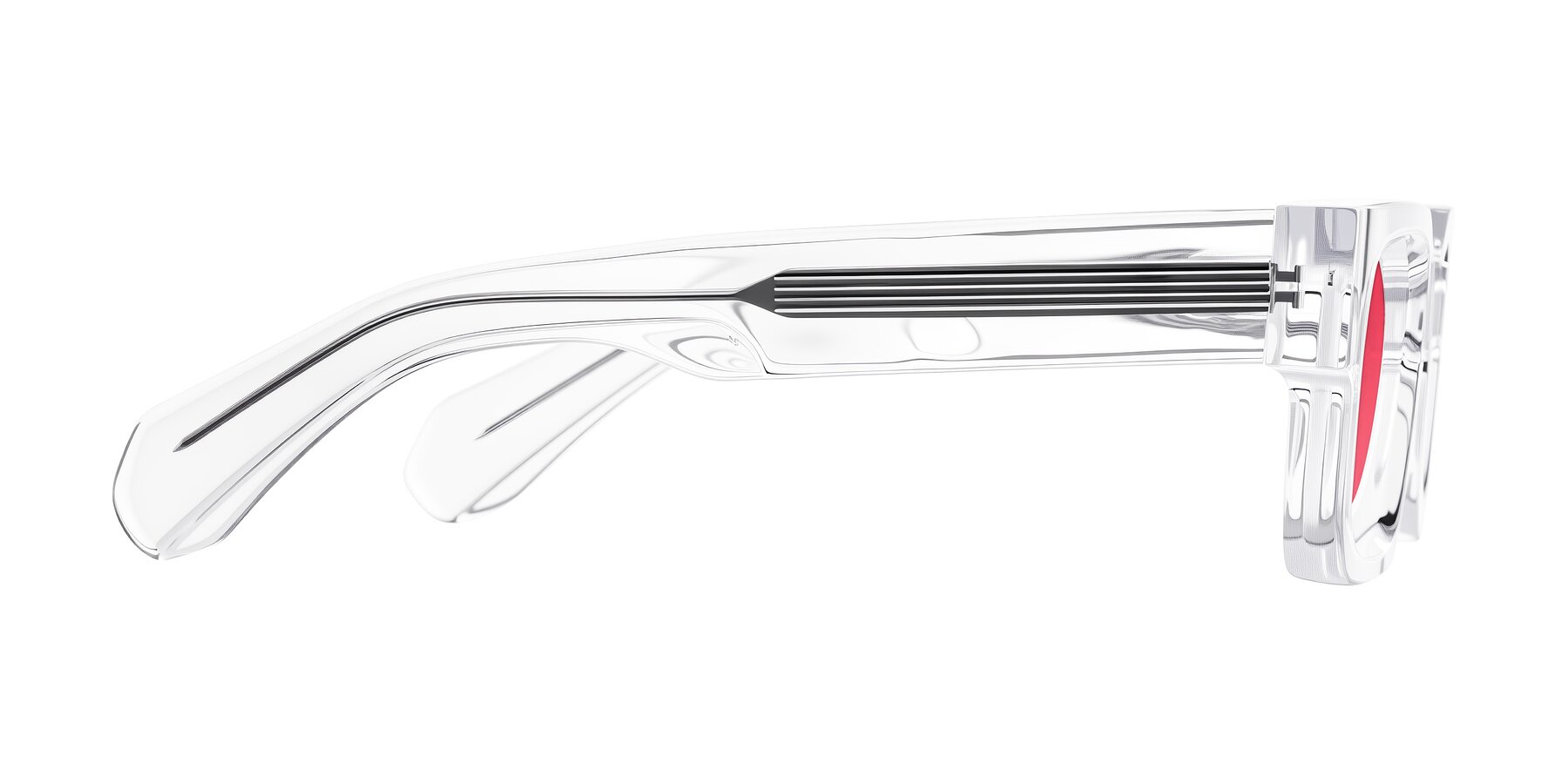 Side of Nuria in Clear with Red Tinted Lenses