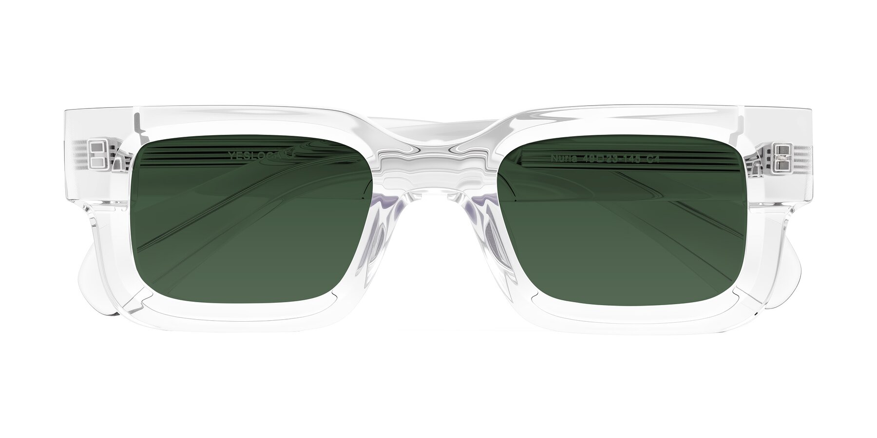 Folded Front of Nuria in Clear with Green Tinted Lenses