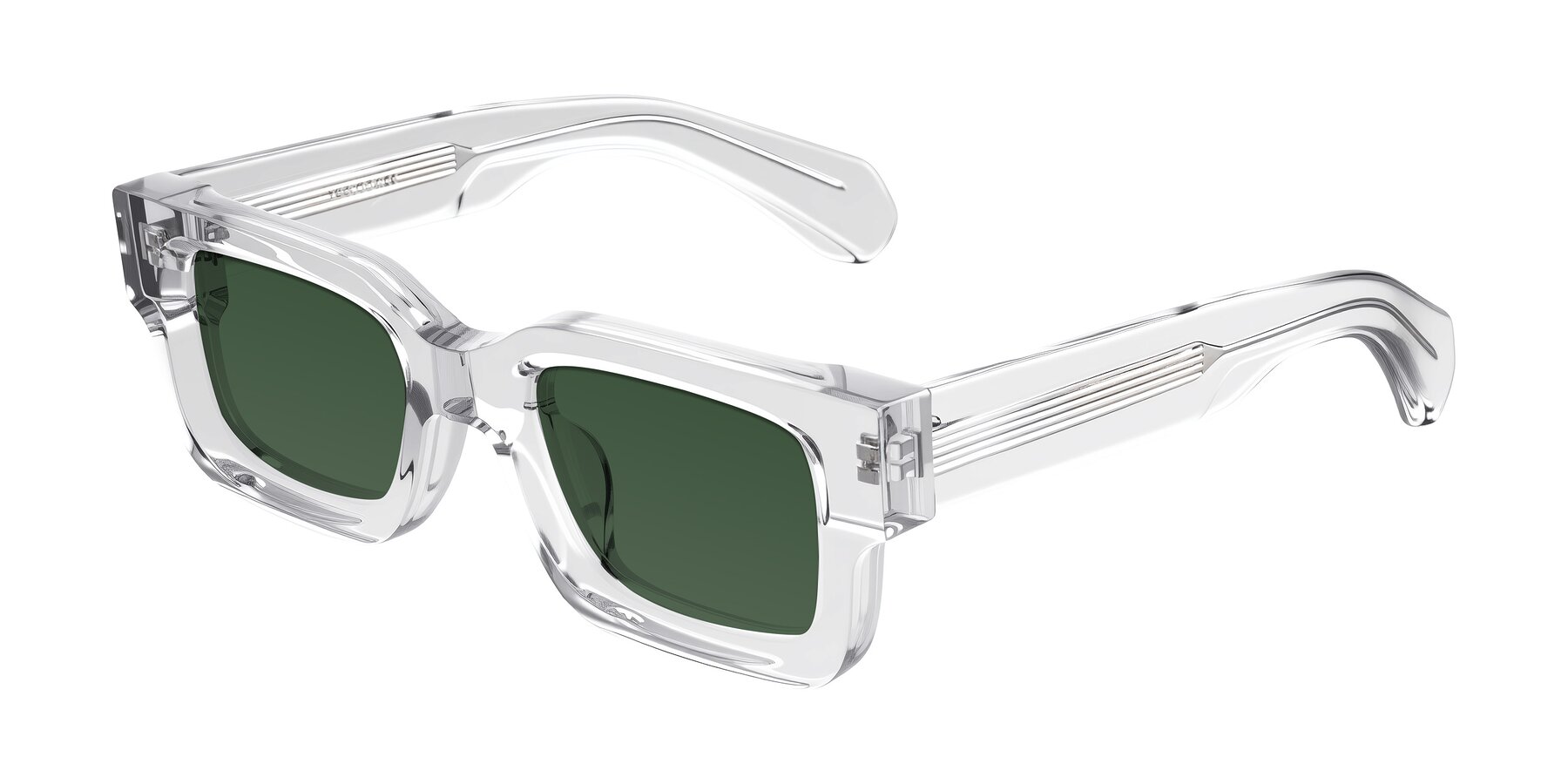 Angle of Nuria in Clear with Green Tinted Lenses