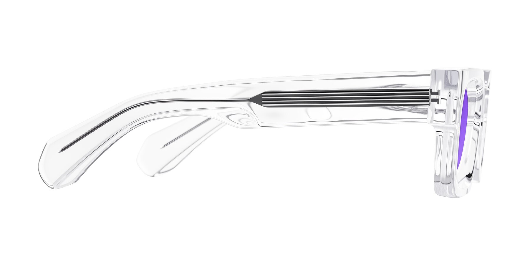 Side of Nuria in Clear with Purple Tinted Lenses