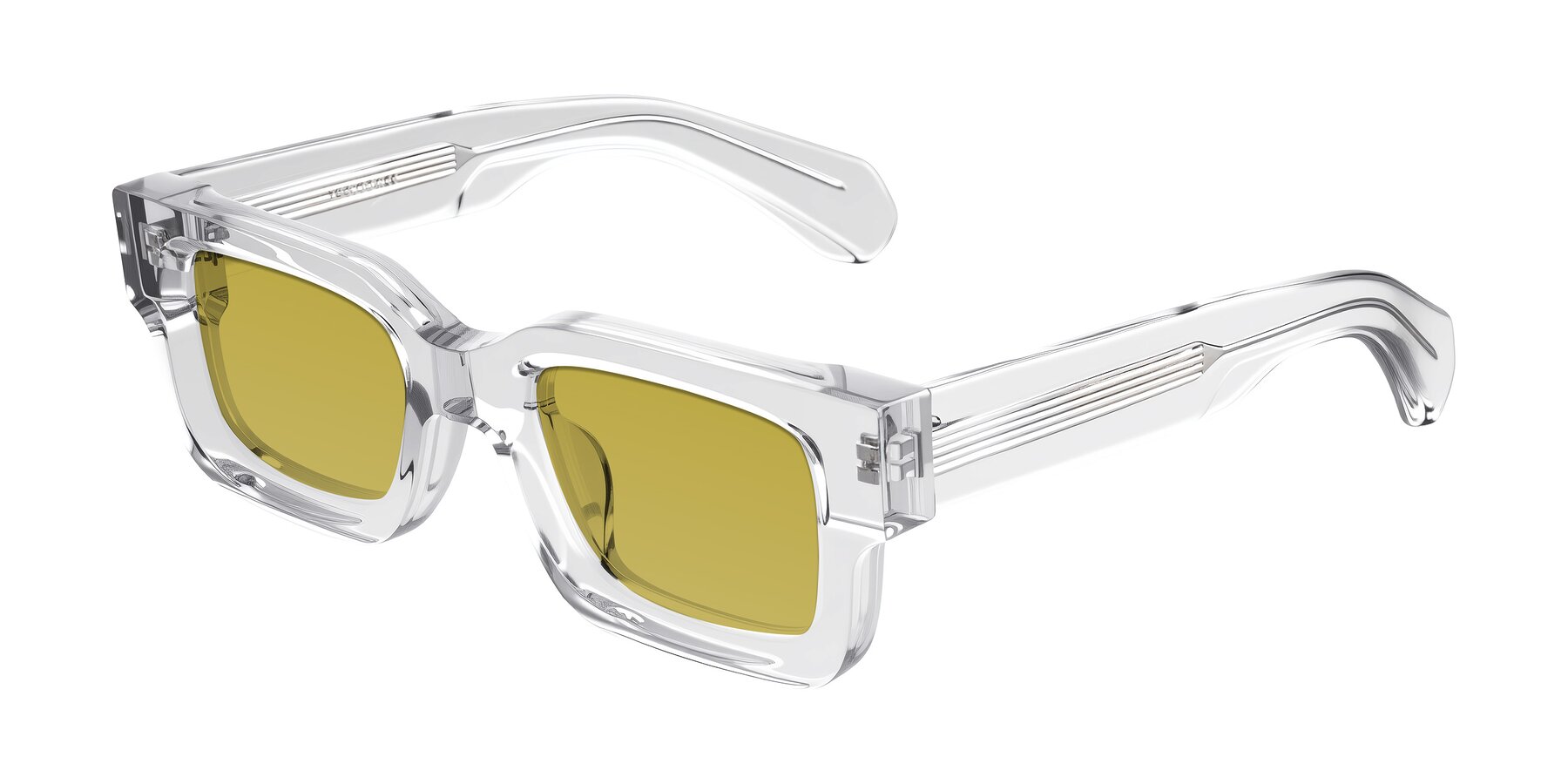 Angle of Nuria in Clear with Champagne Tinted Lenses