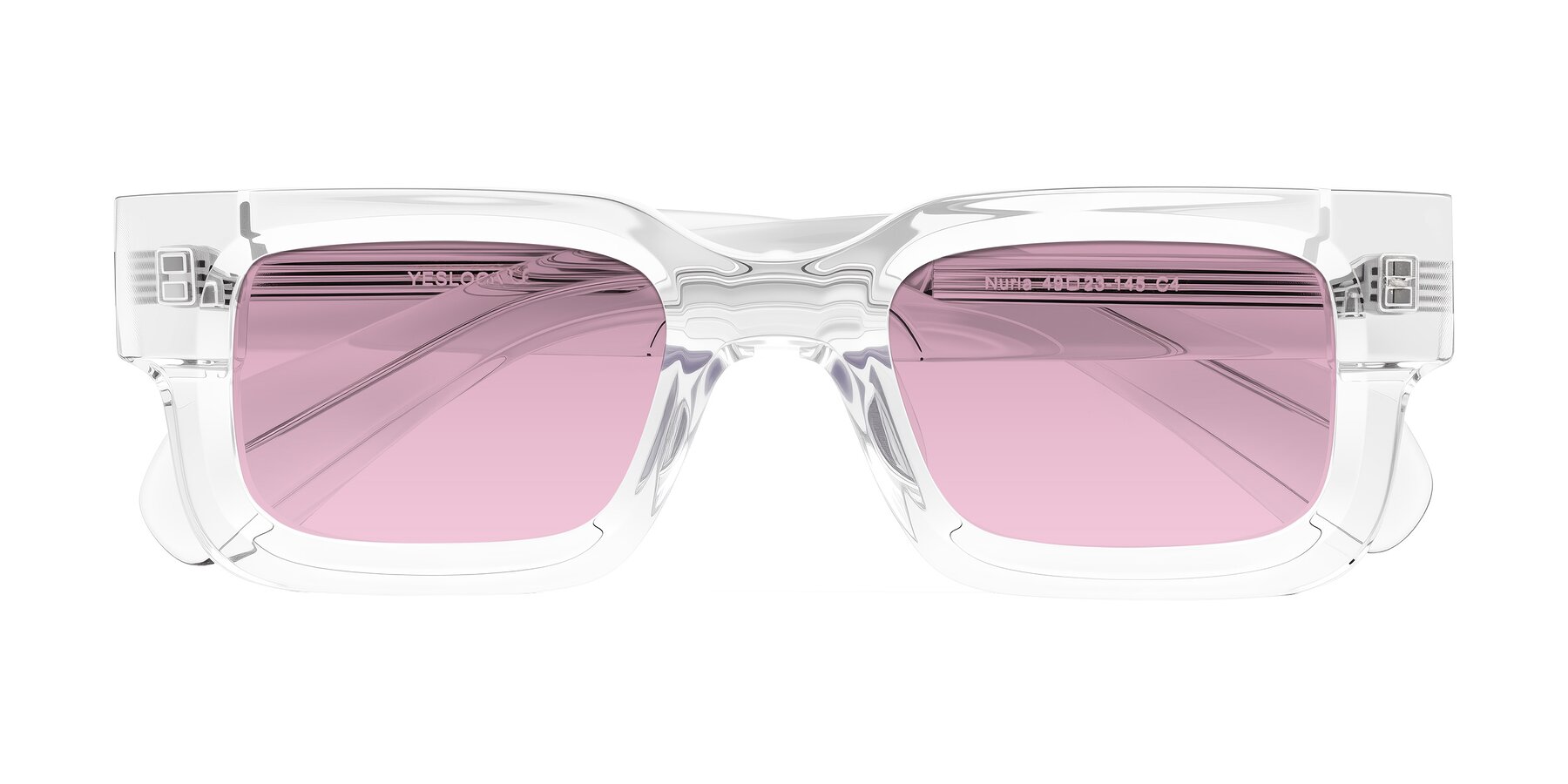Folded Front of Nuria in Clear with Light Wine Tinted Lenses