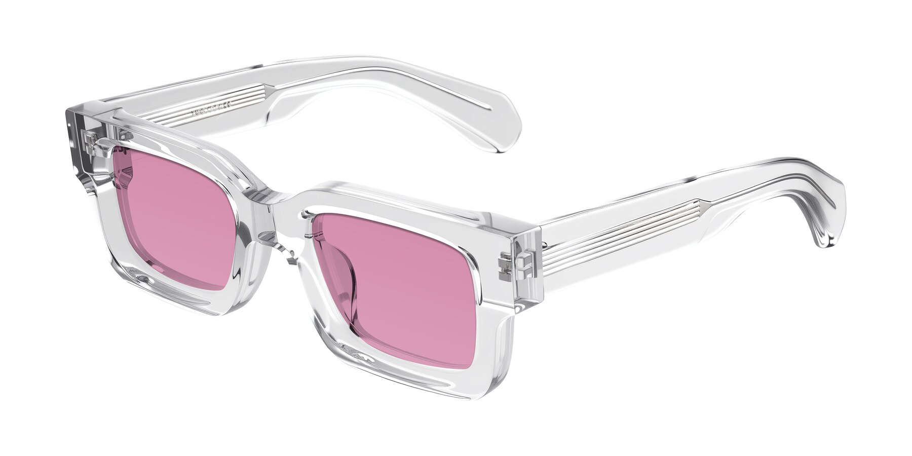 Angle of Nuria in Clear with Medium Wine Tinted Lenses