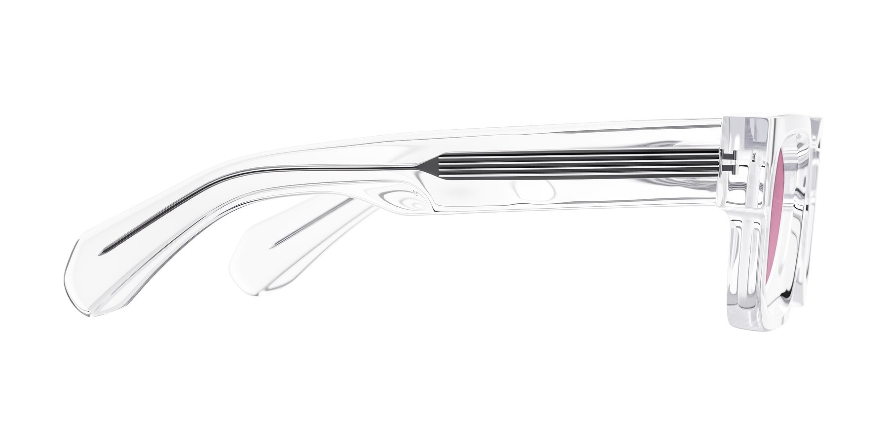 Side of Nuria in Clear with Medium Wine Tinted Lenses