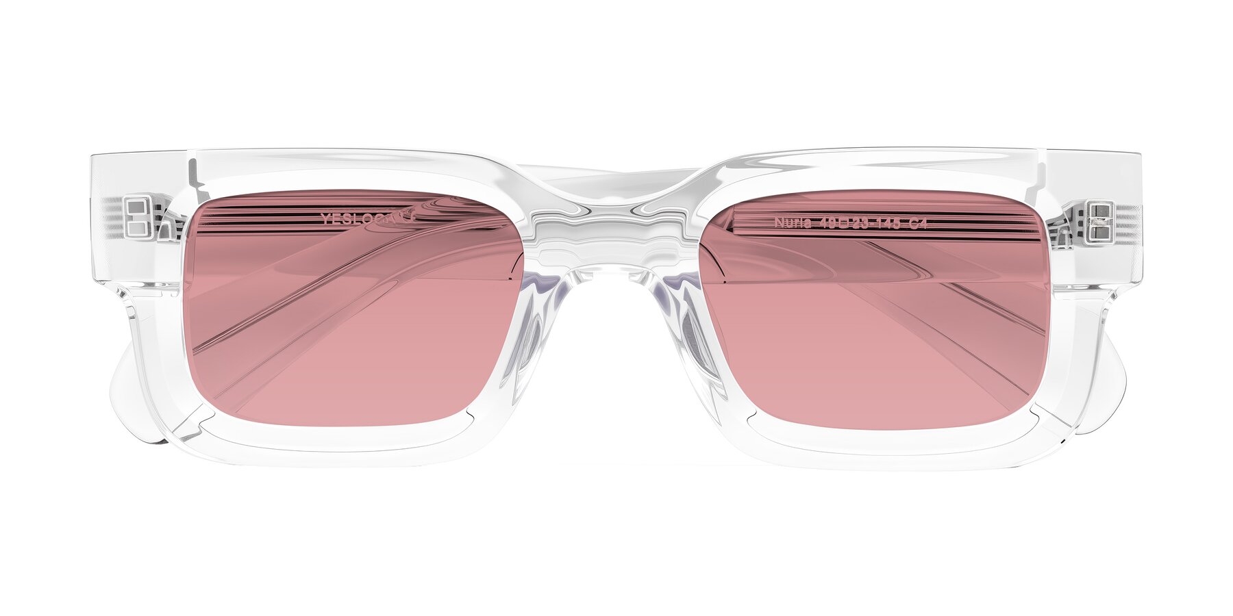 Folded Front of Nuria in Clear with Medium Garnet Tinted Lenses