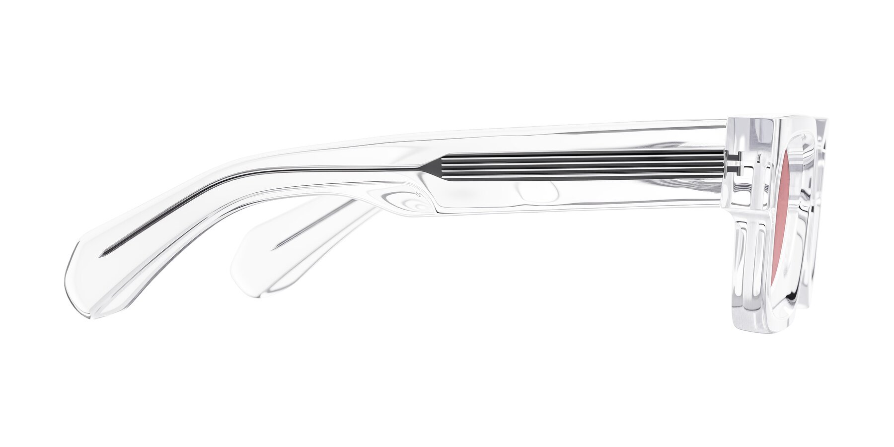 Side of Nuria in Clear with Medium Garnet Tinted Lenses