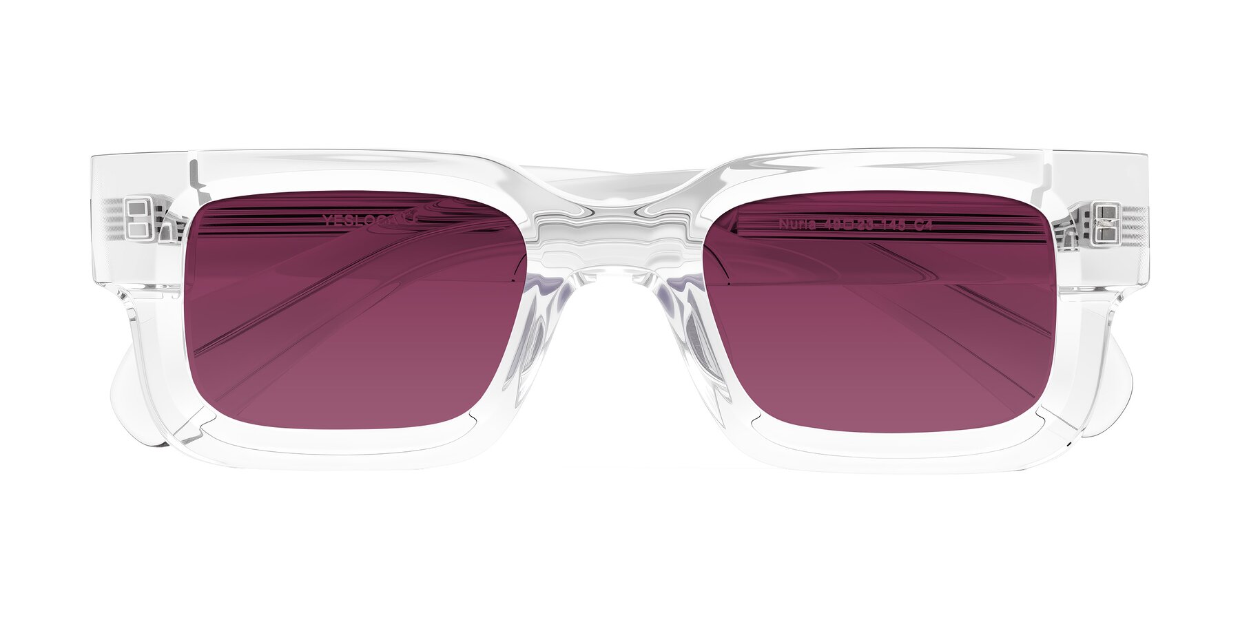Folded Front of Nuria in Clear with Wine Tinted Lenses