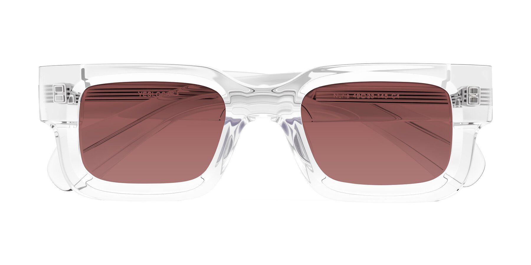 Folded Front of Nuria in Clear with Garnet Tinted Lenses