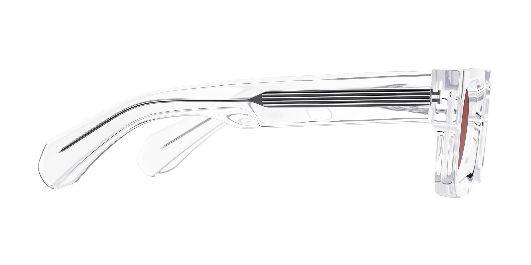 Side of Nuria in Clear with Garnet Tinted Lenses