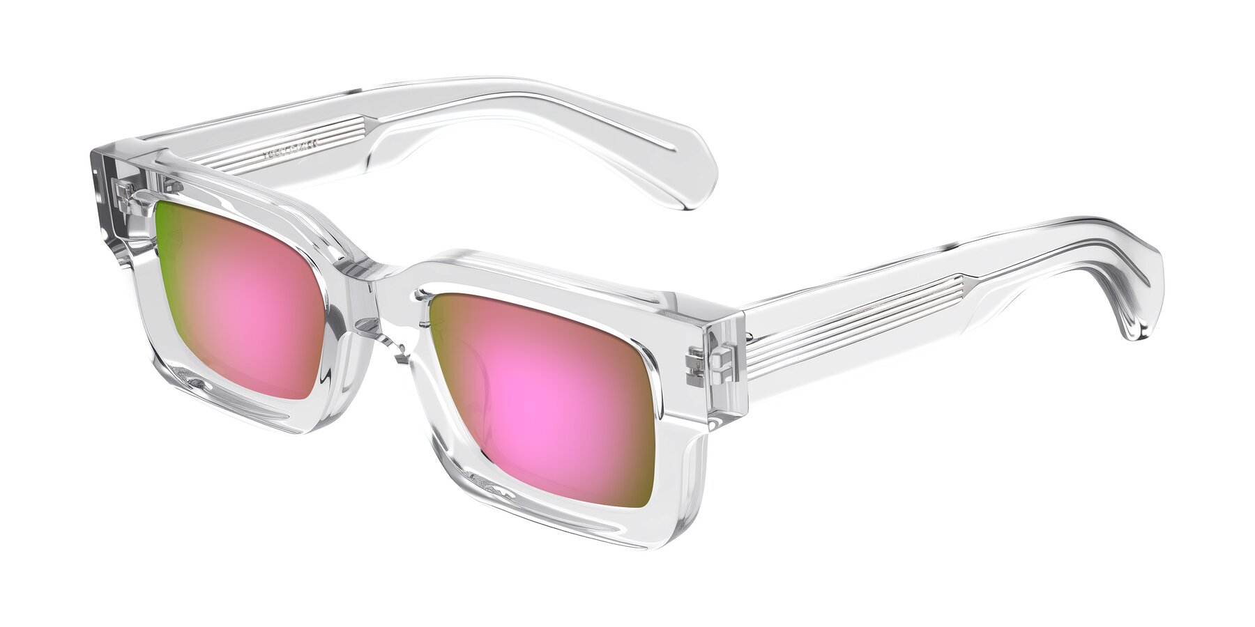 Angle of Nuria in Clear with Pink Mirrored Lenses