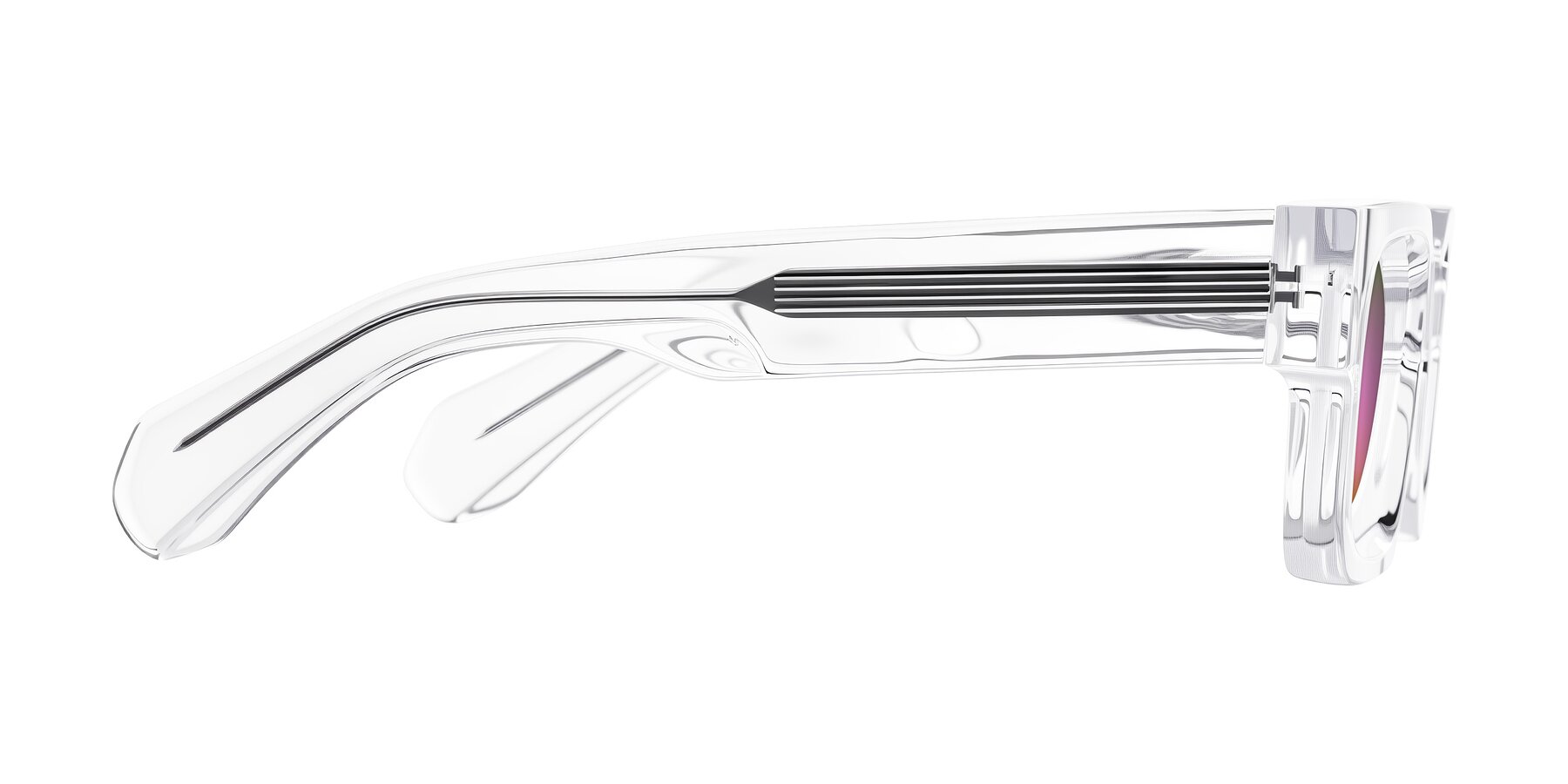 Side of Nuria in Clear with Pink Mirrored Lenses