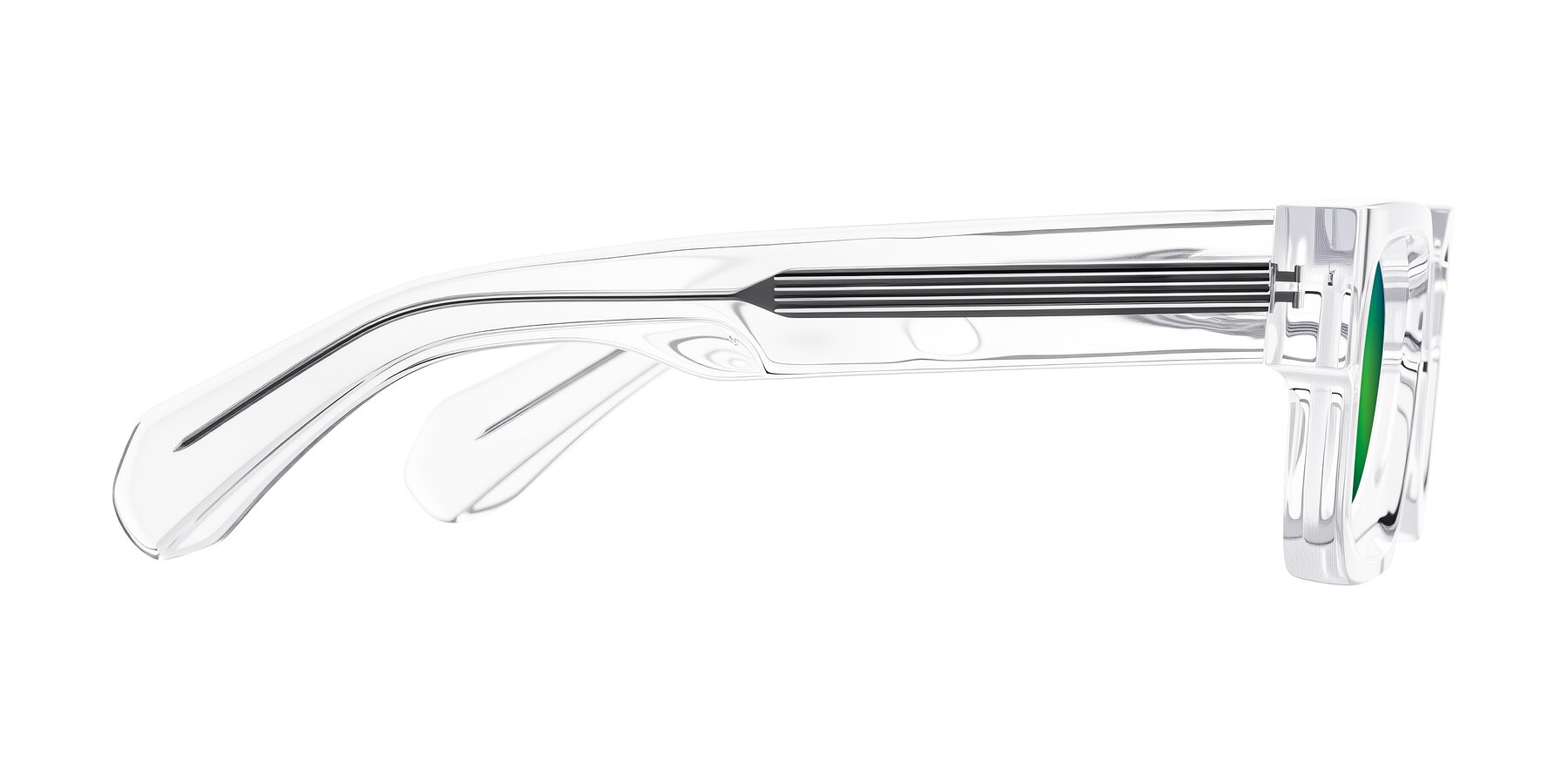 Side of Nuria in Clear with Green Mirrored Lenses