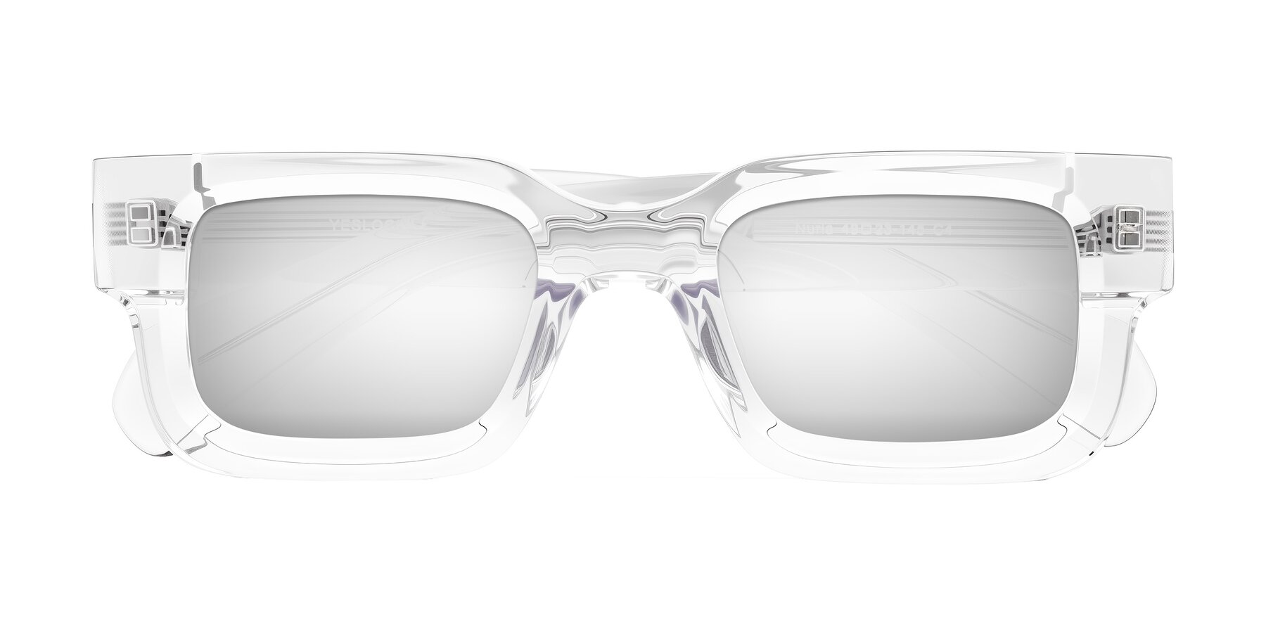 Folded Front of Nuria in Clear with Silver Mirrored Lenses