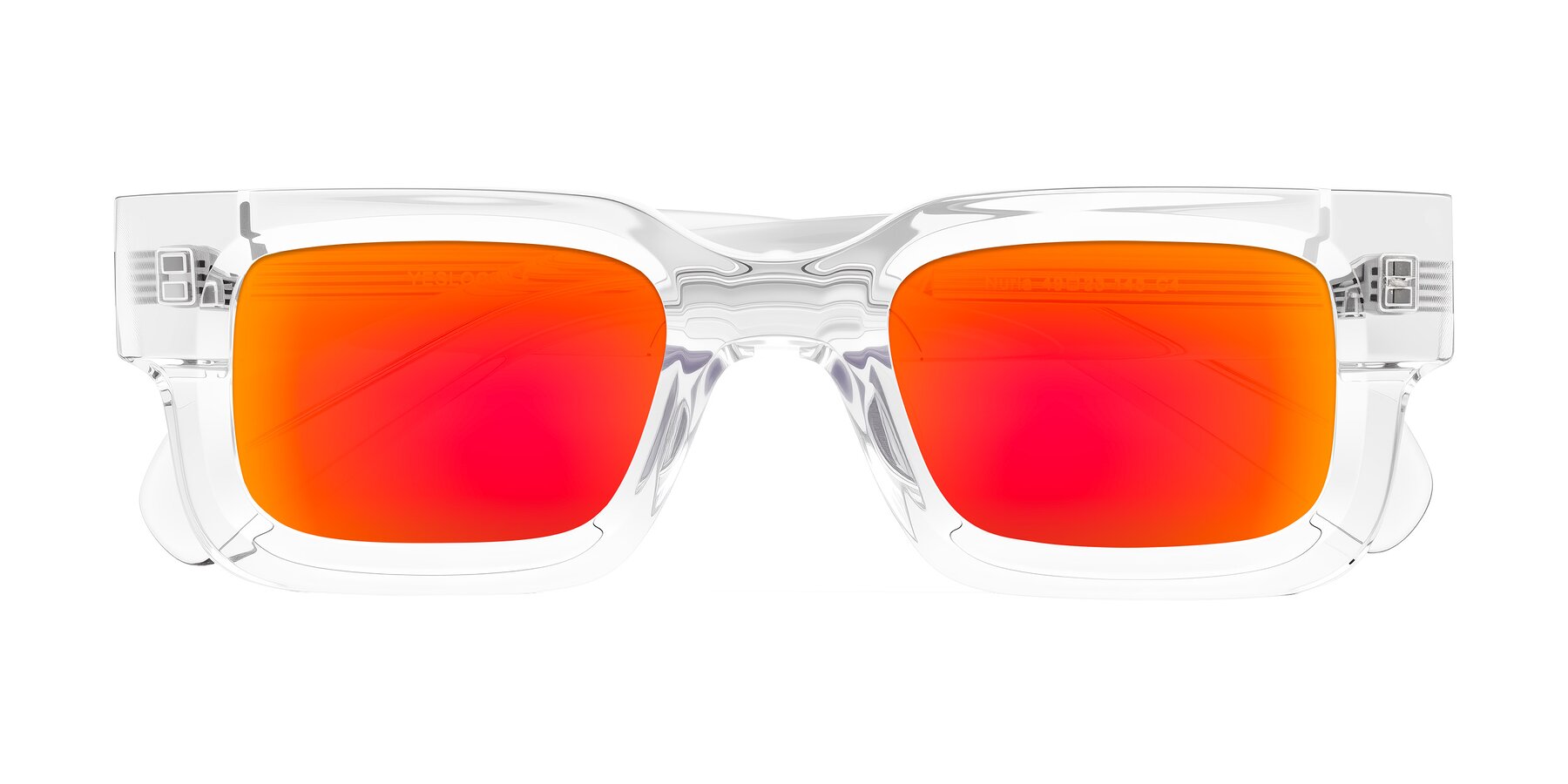 Folded Front of Nuria in Clear with Red Gold Mirrored Lenses