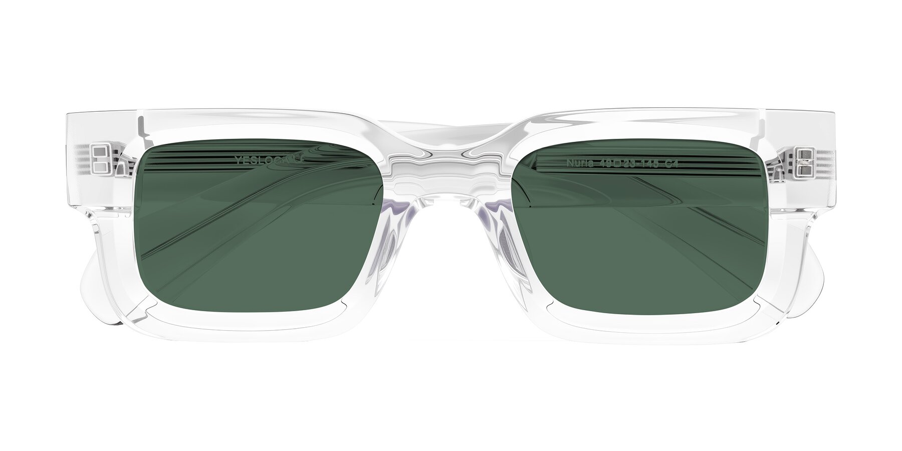 Folded Front of Nuria in Clear with Green Polarized Lenses