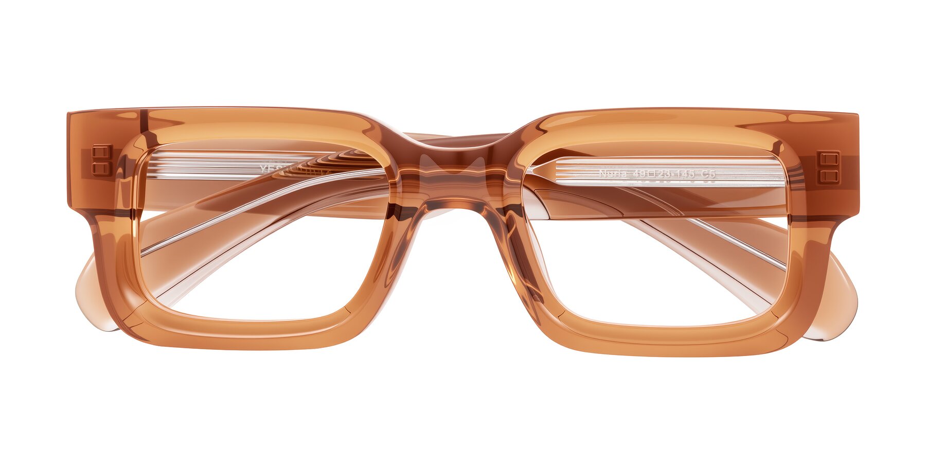 Folded Front of Nuria in Amber with Clear Reading Eyeglass Lenses