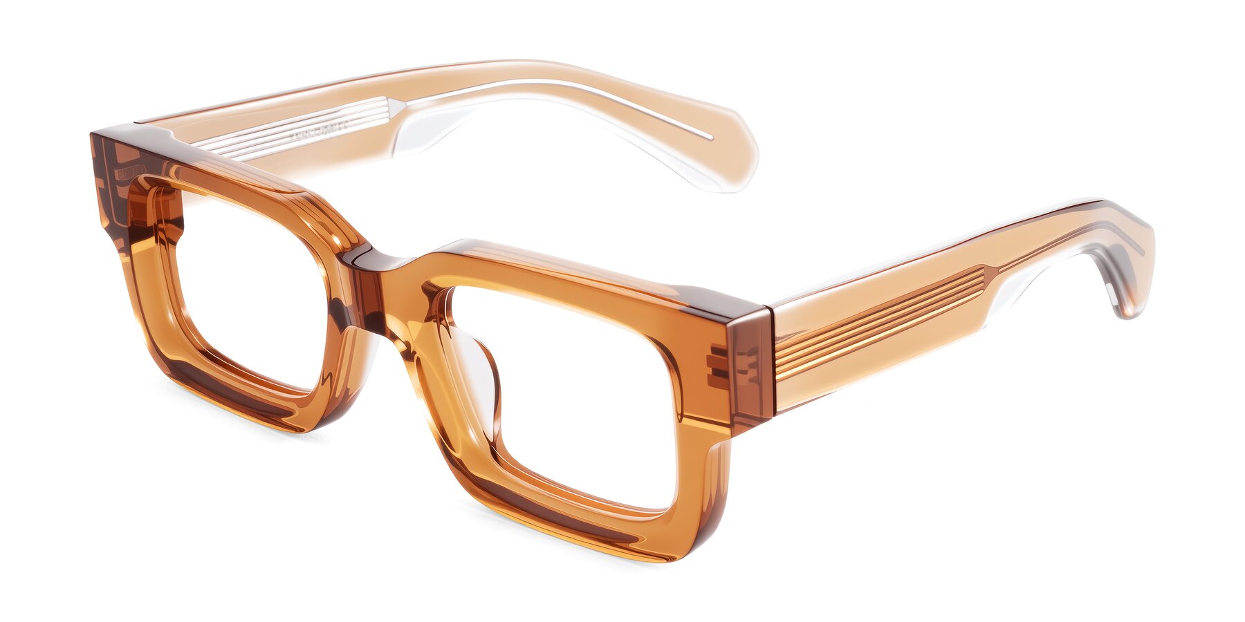 Angle of Nuria in Amber with Clear Reading Eyeglass Lenses