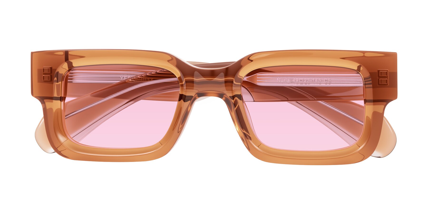 Folded Front of Nuria in Amber with Light Pink Tinted Lenses