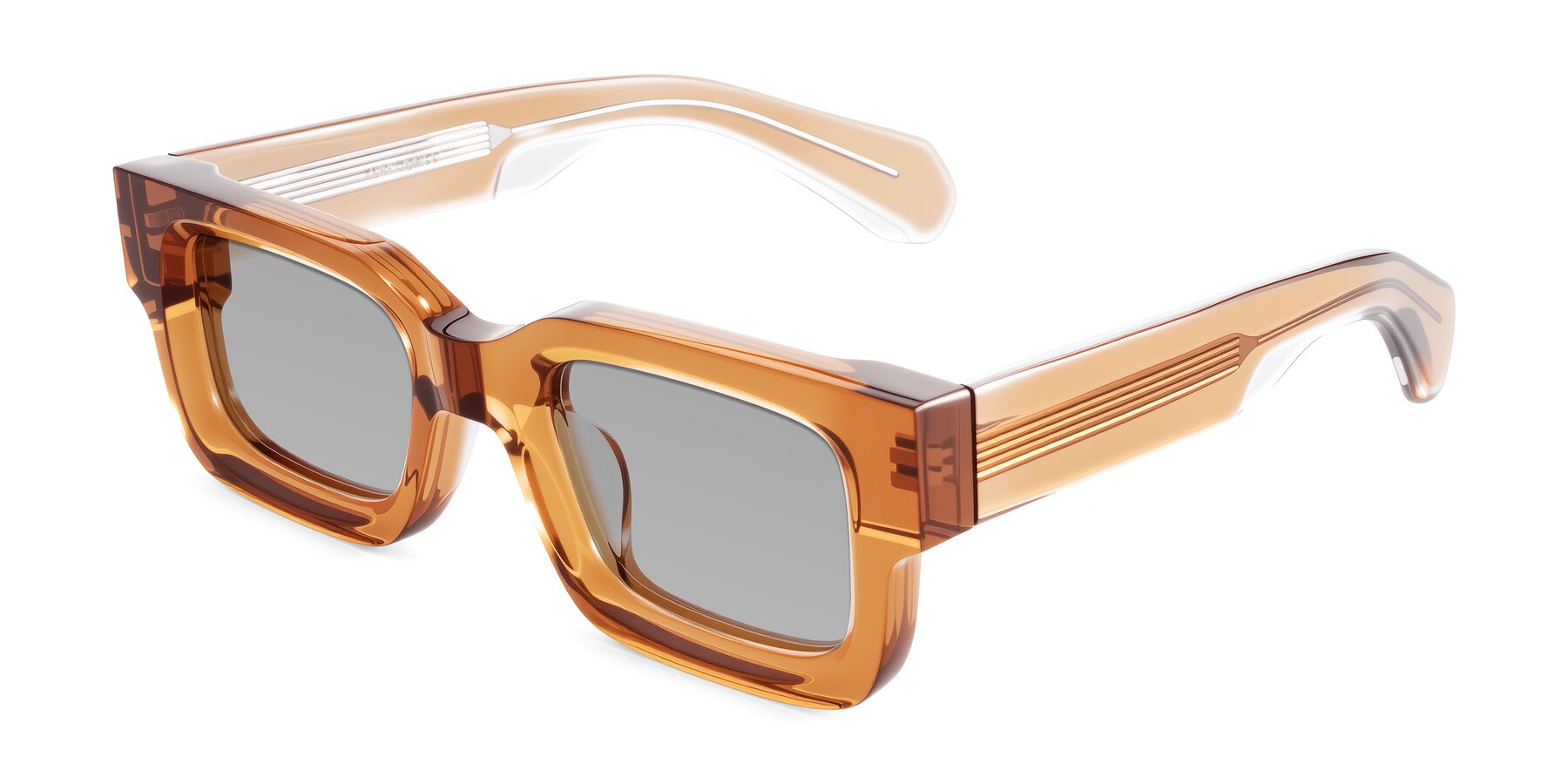 Angle of Nuria in Amber with Light Gray Tinted Lenses