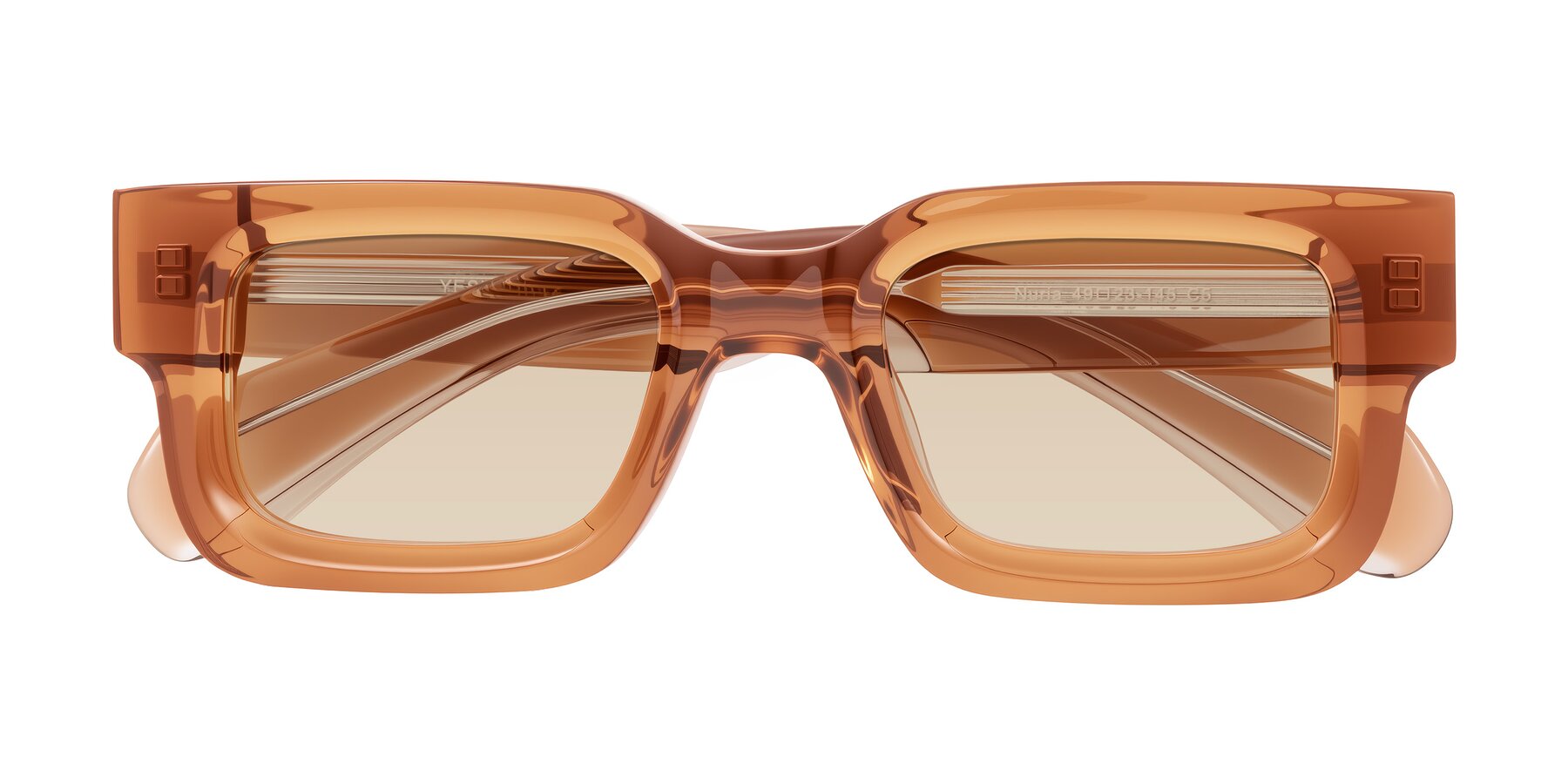 Folded Front of Nuria in Amber with Light Brown Tinted Lenses