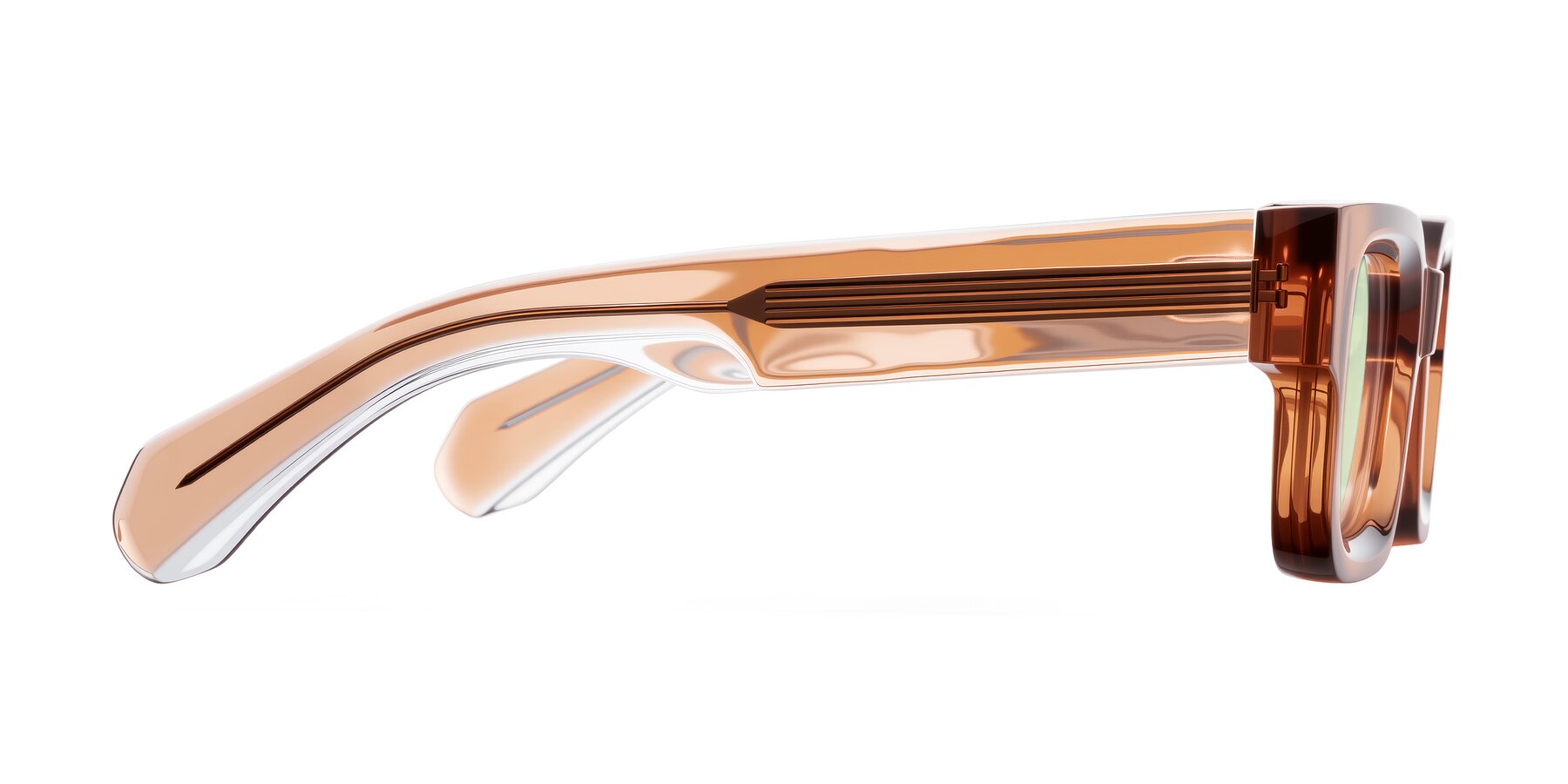 Side of Nuria in Amber with Light Green Tinted Lenses