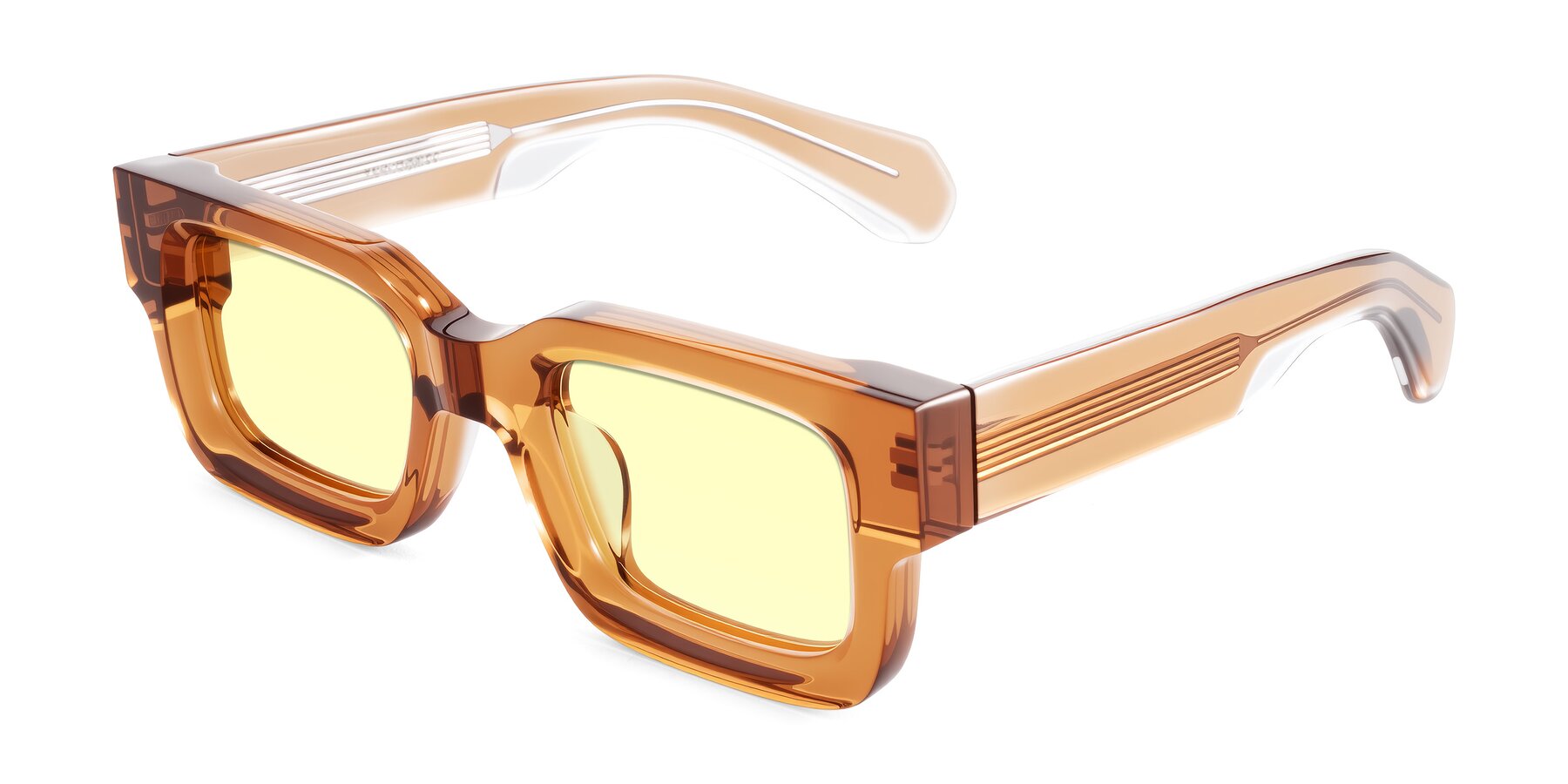 Angle of Nuria in Amber with Light Yellow Tinted Lenses