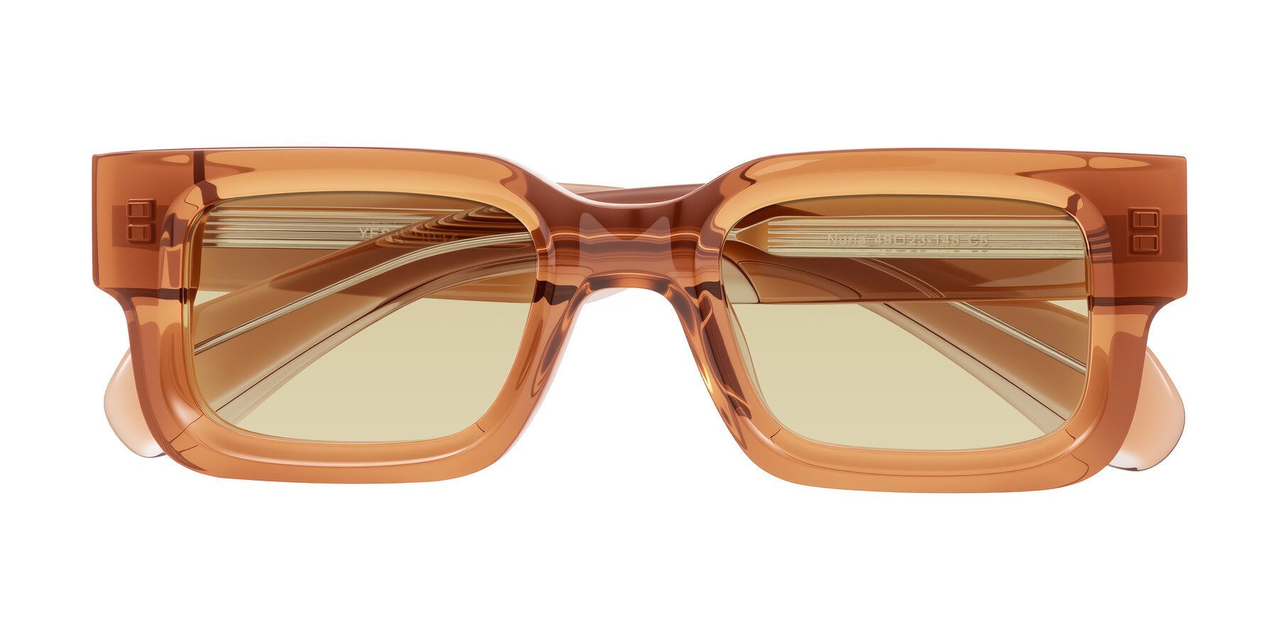 Folded Front of Nuria in Amber with Light Champagne Tinted Lenses
