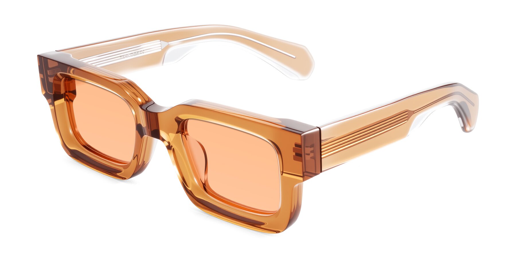 Angle of Nuria in Amber with Light Orange Tinted Lenses