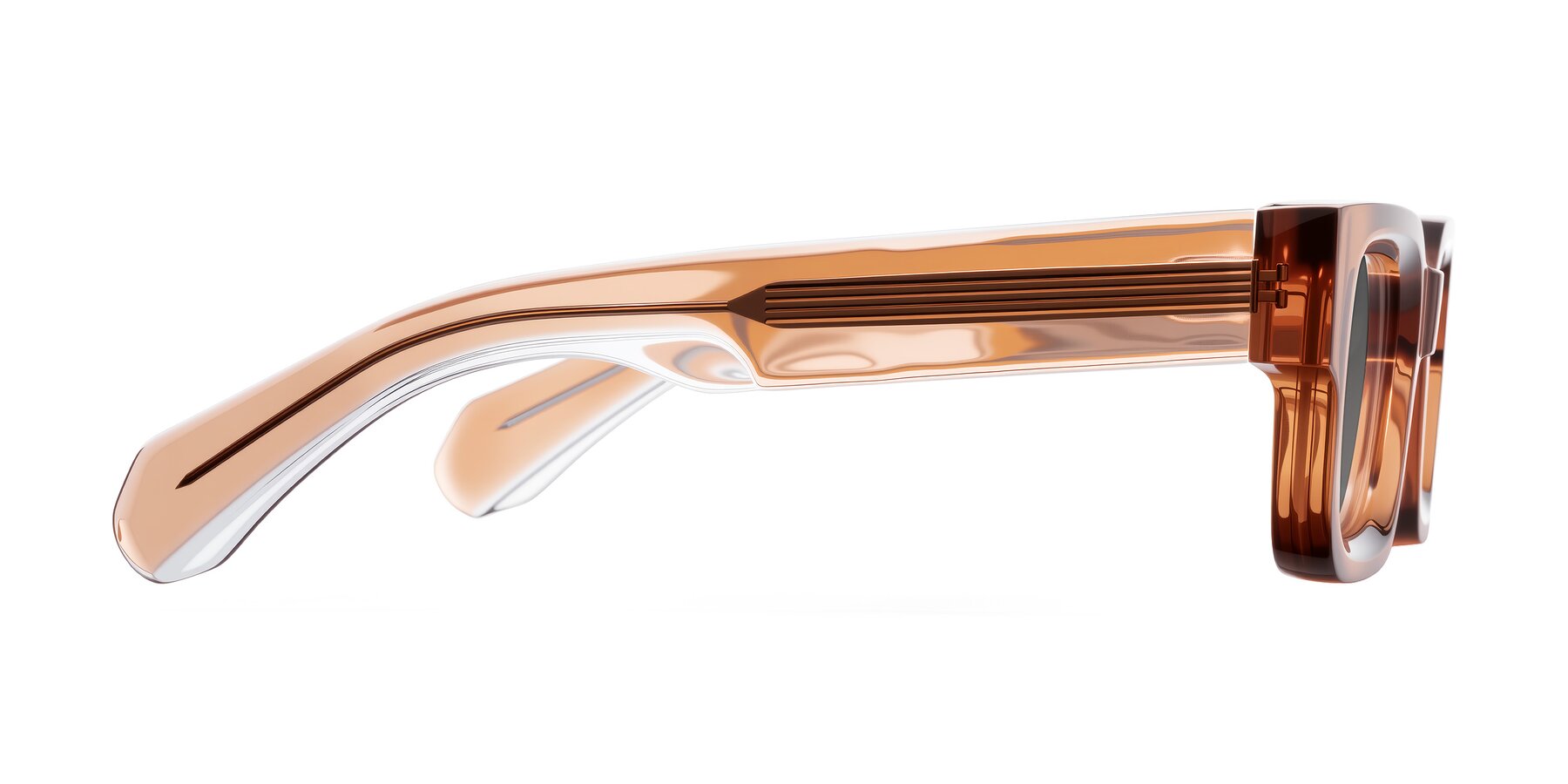 Side of Nuria in Amber with Medium Gray Tinted Lenses