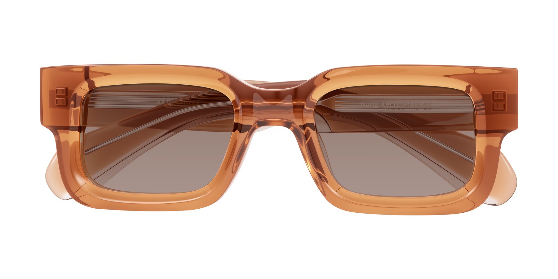 Folded Front of Nuria in Amber with Medium Brown Tinted Lenses