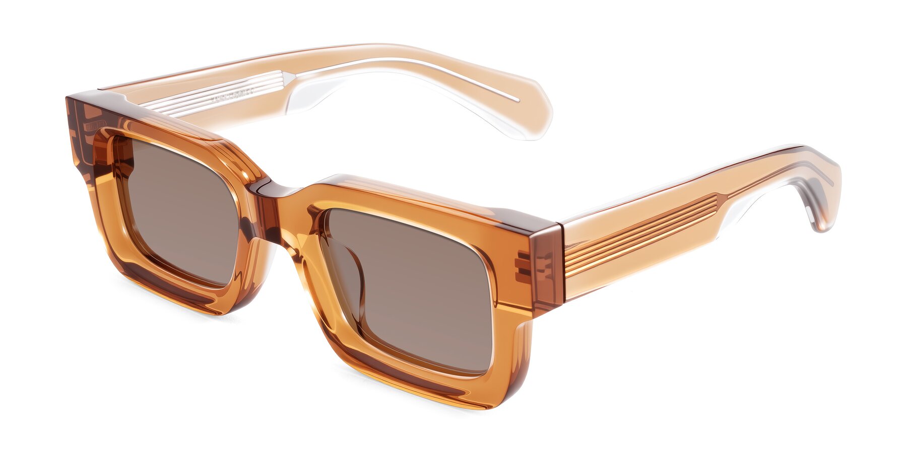 Angle of Nuria in Amber with Medium Brown Tinted Lenses