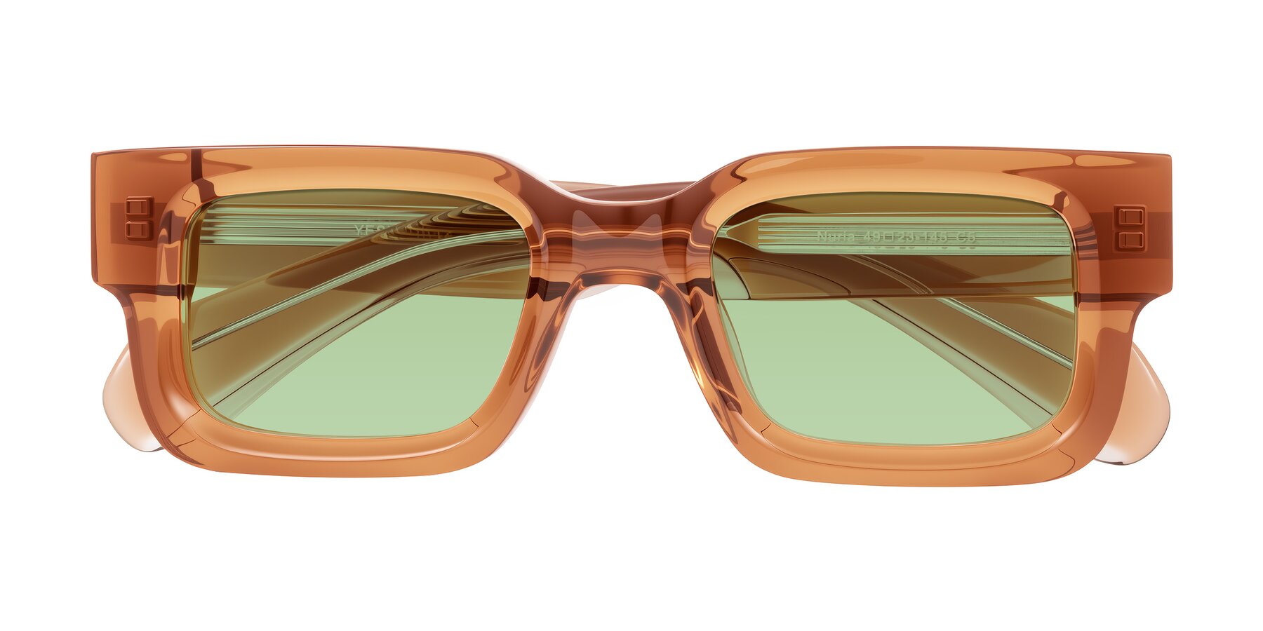 Folded Front of Nuria in Amber with Medium Green Tinted Lenses