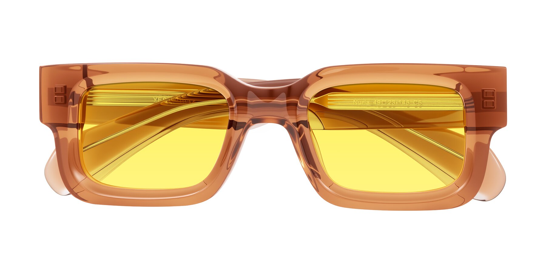 Folded Front of Nuria in Amber with Medium Yellow Tinted Lenses