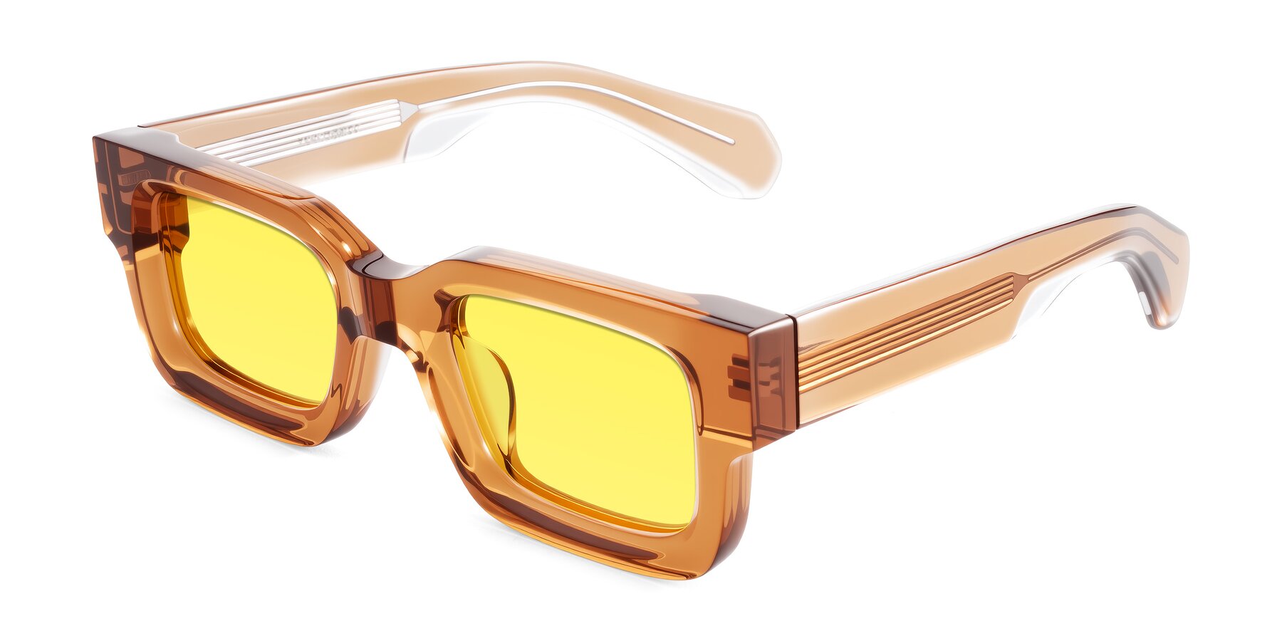 Angle of Nuria in Amber with Medium Yellow Tinted Lenses