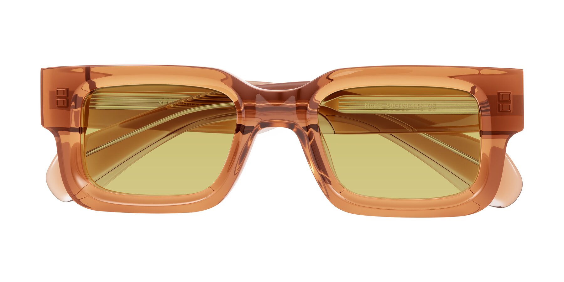 Folded Front of Nuria in Amber with Medium Champagne Tinted Lenses