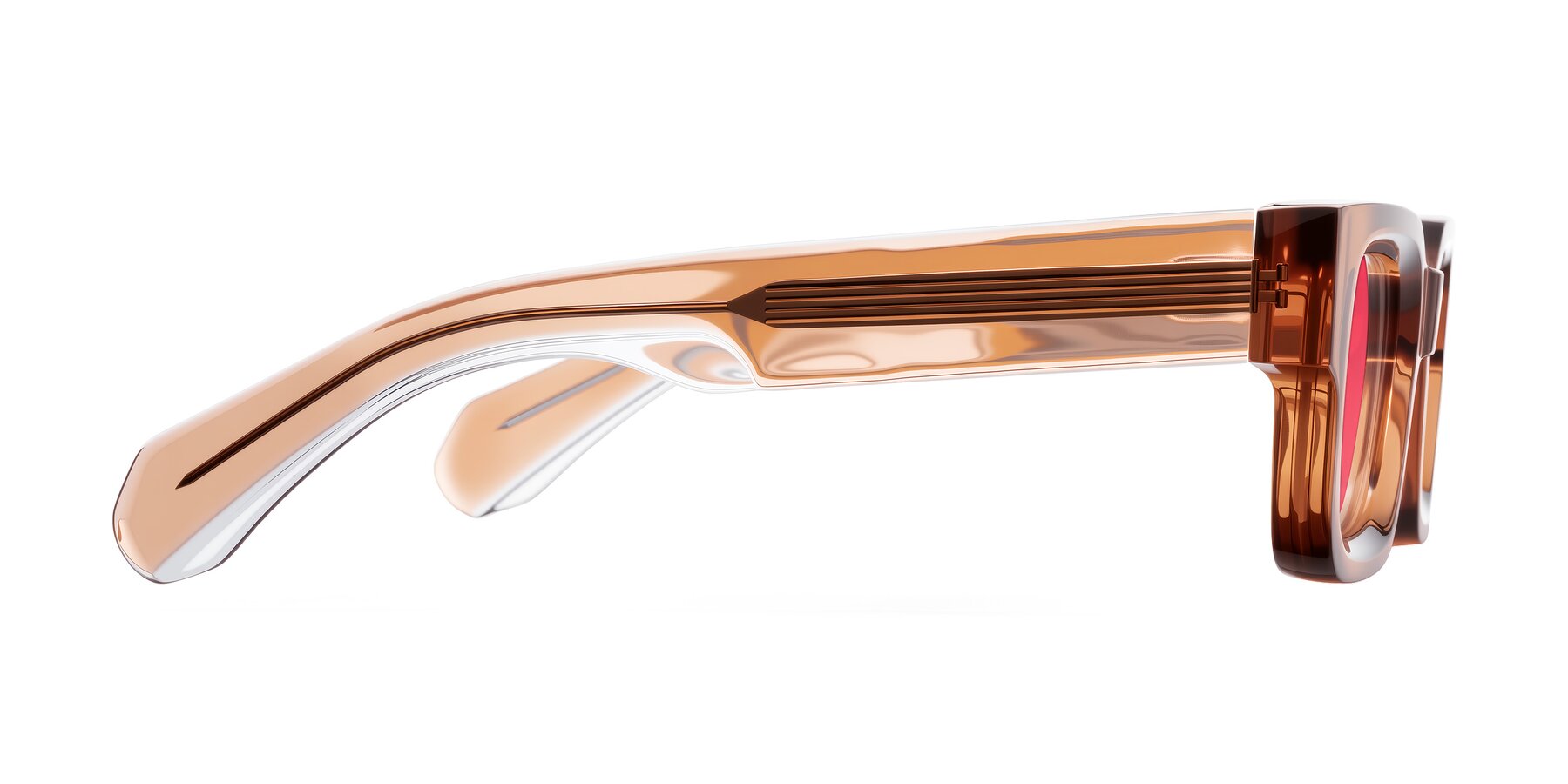 Side of Nuria in Amber with Red Tinted Lenses