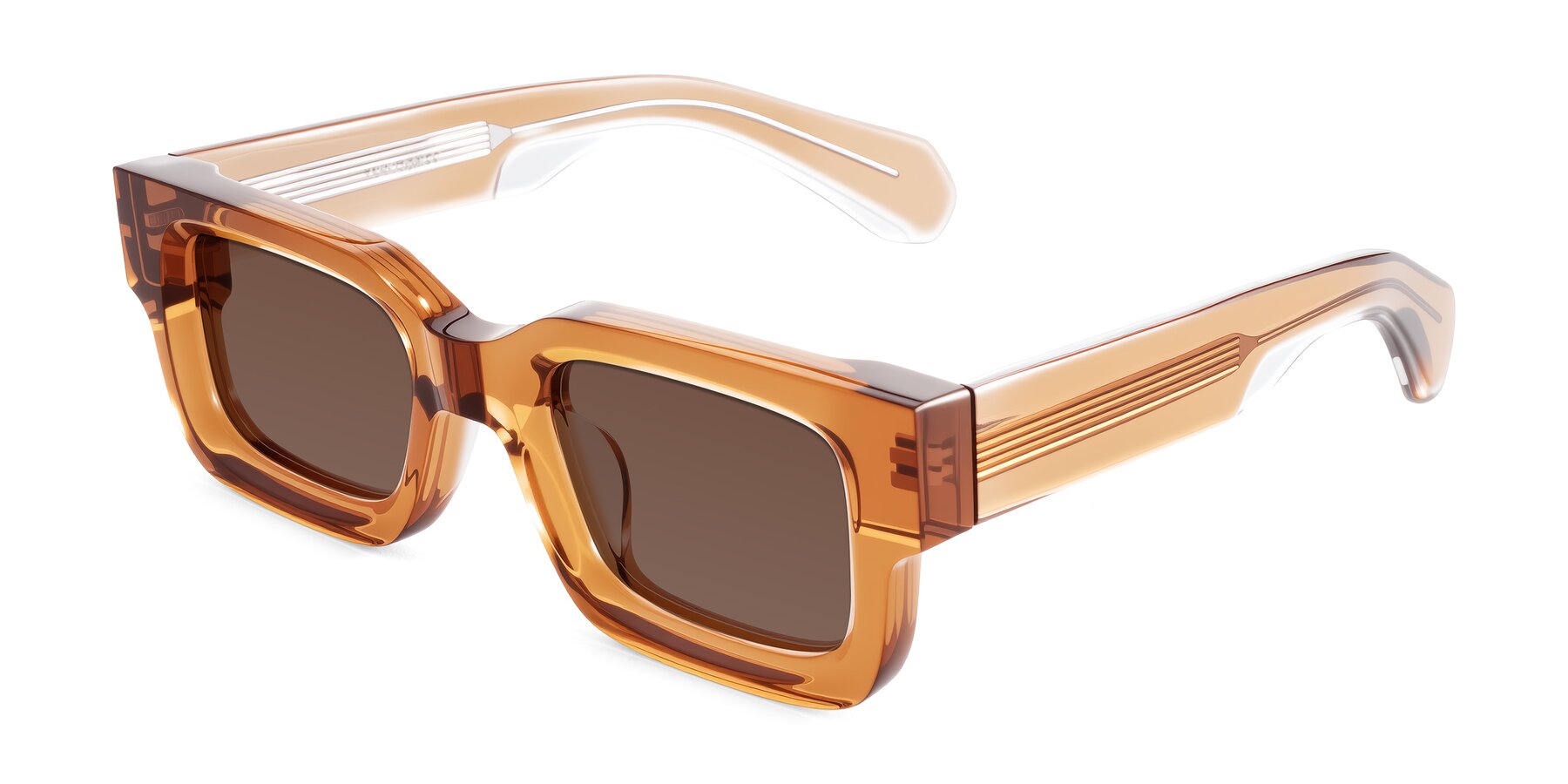Angle of Nuria in Amber with Brown Tinted Lenses