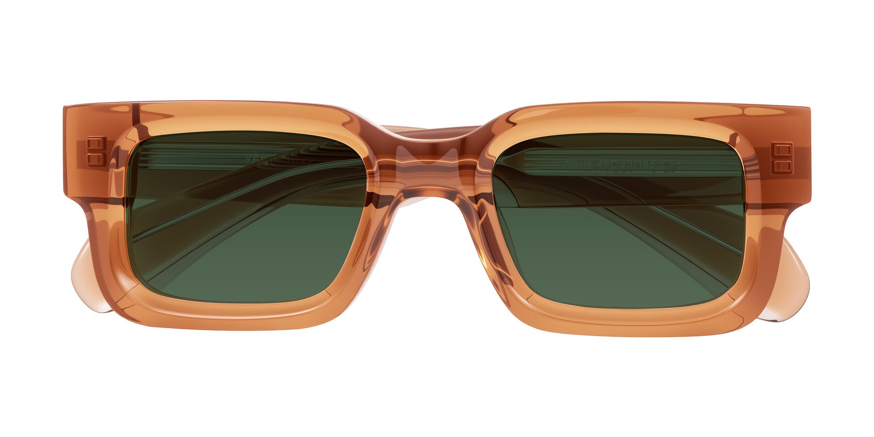 Folded Front of Nuria in Amber with Green Tinted Lenses