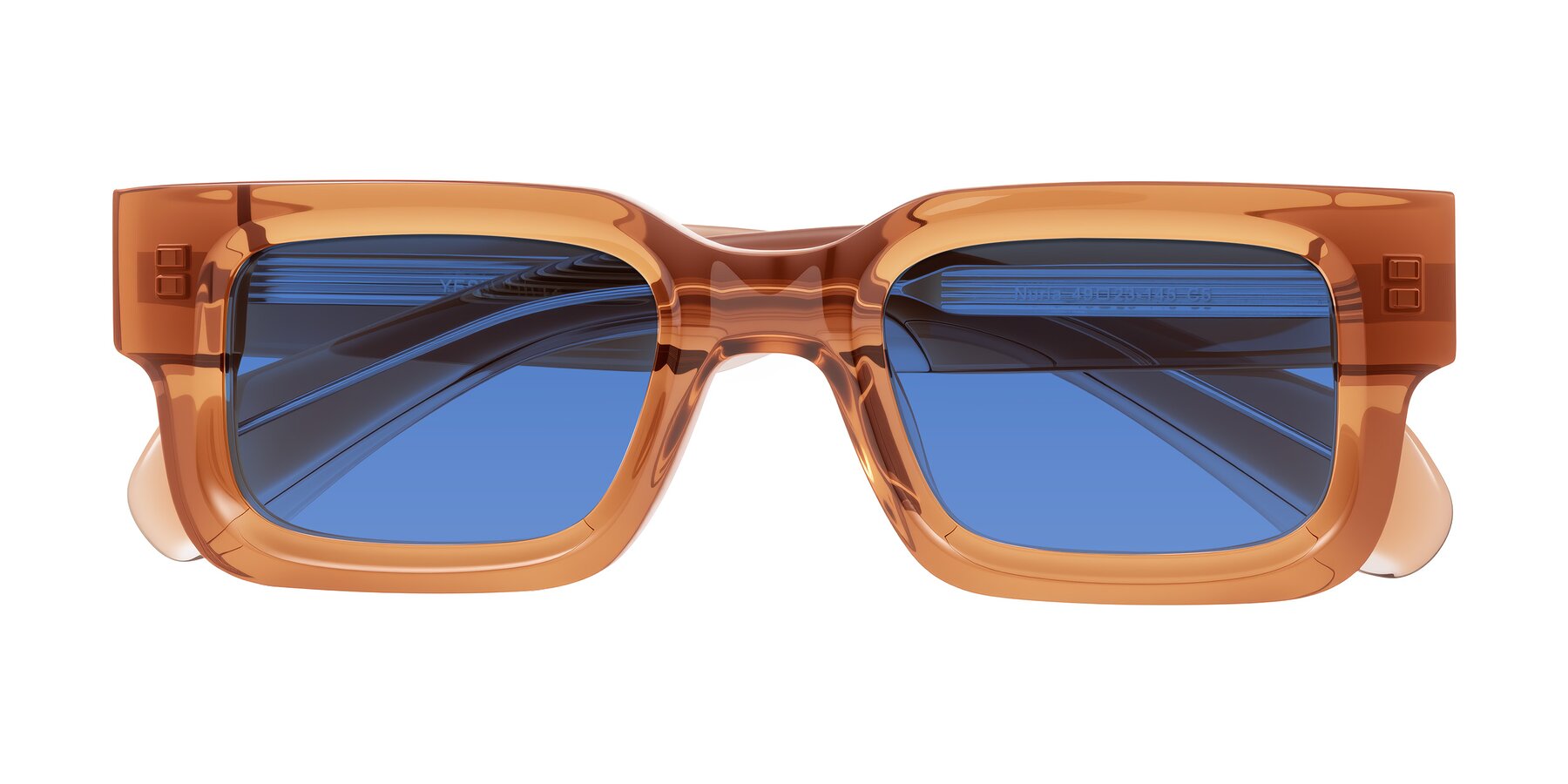 Folded Front of Nuria in Amber with Blue Tinted Lenses
