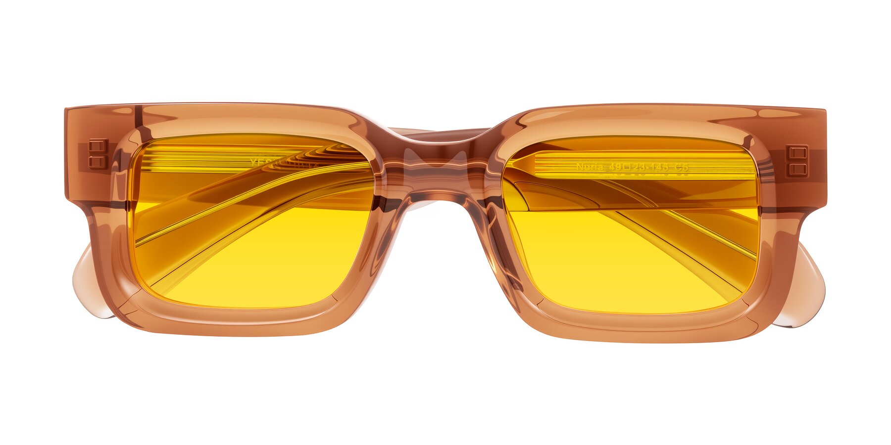 Folded Front of Nuria in Amber with Yellow Tinted Lenses