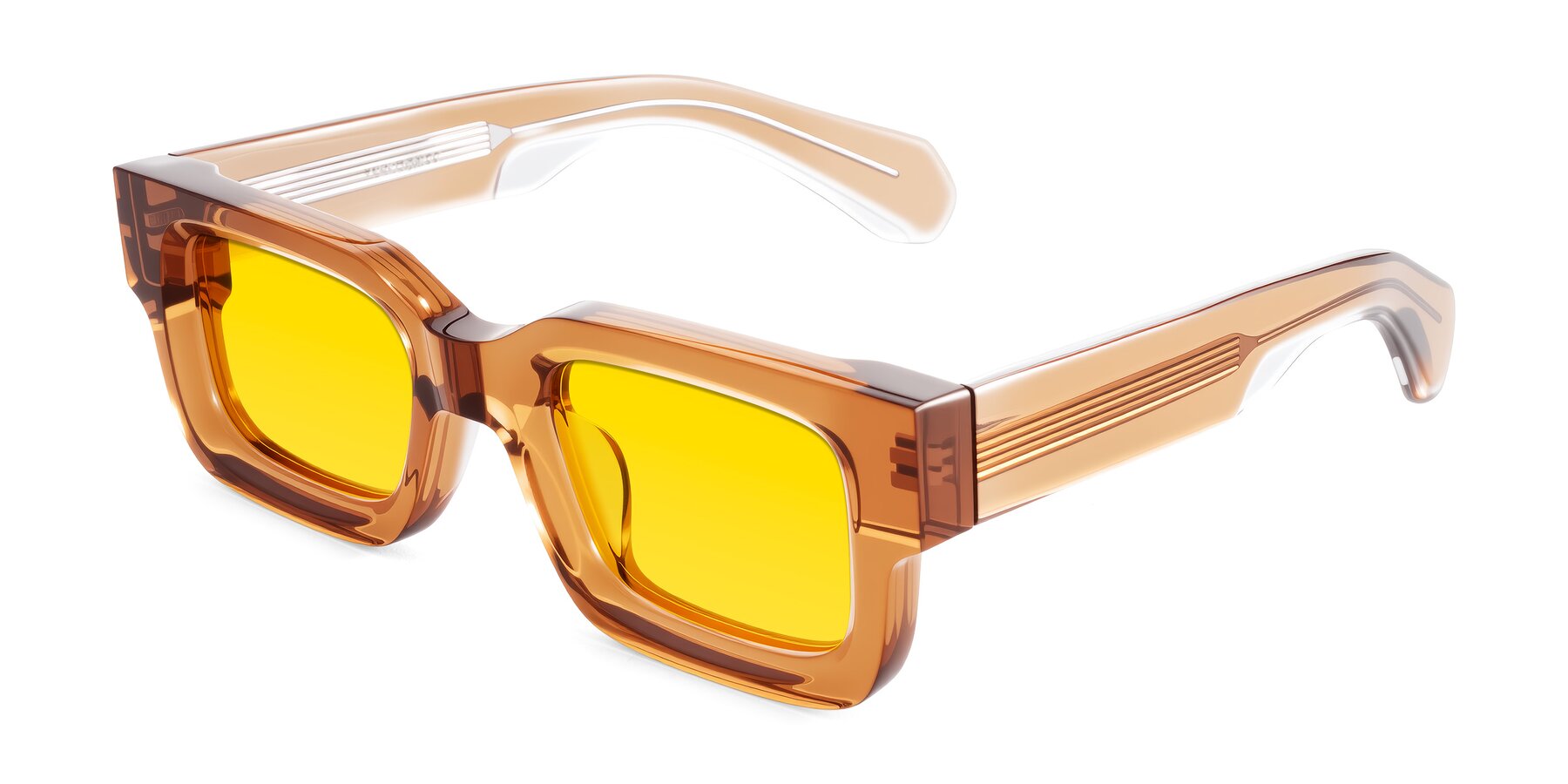 Angle of Nuria in Amber with Yellow Tinted Lenses