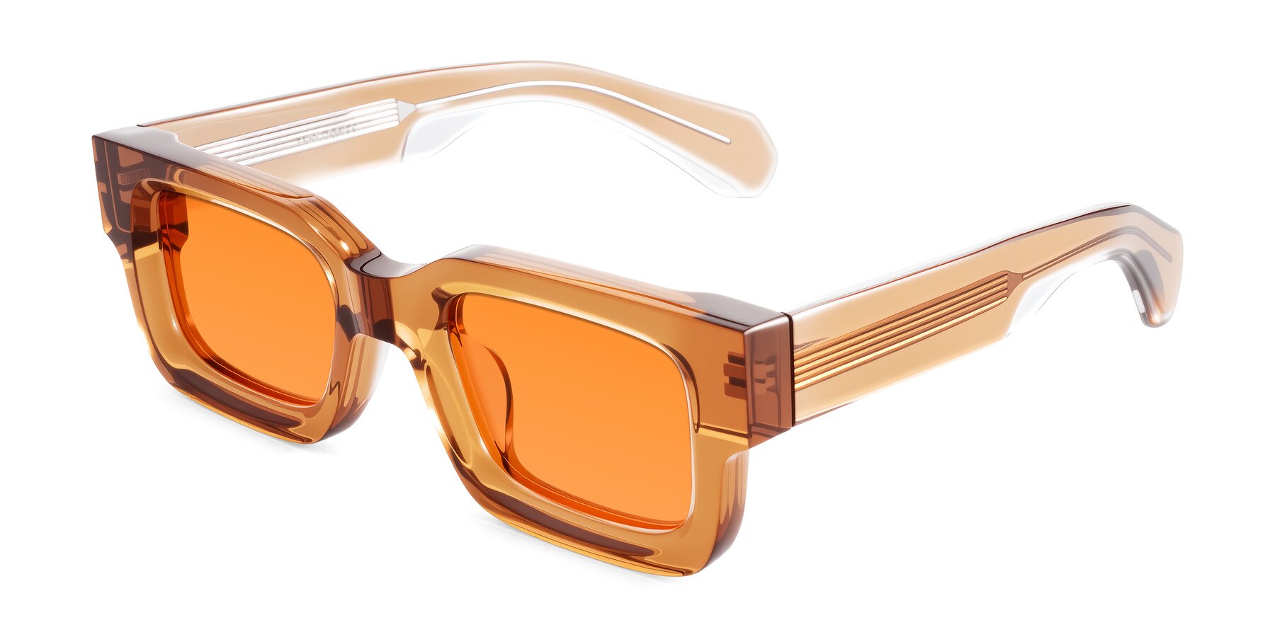 Angle of Nuria in Amber with Orange Tinted Lenses