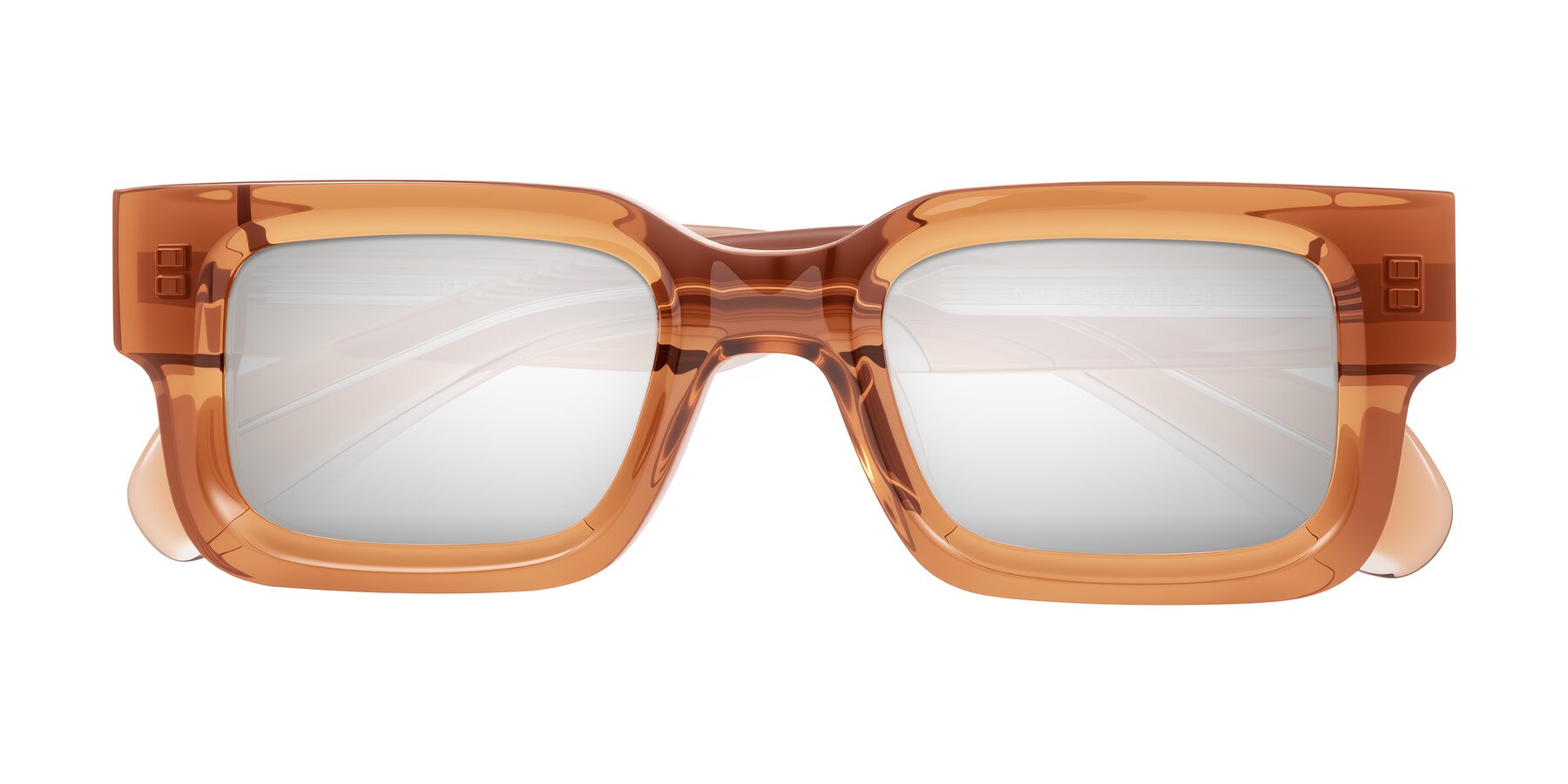 Folded Front of Nuria in Amber with Silver Mirrored Lenses