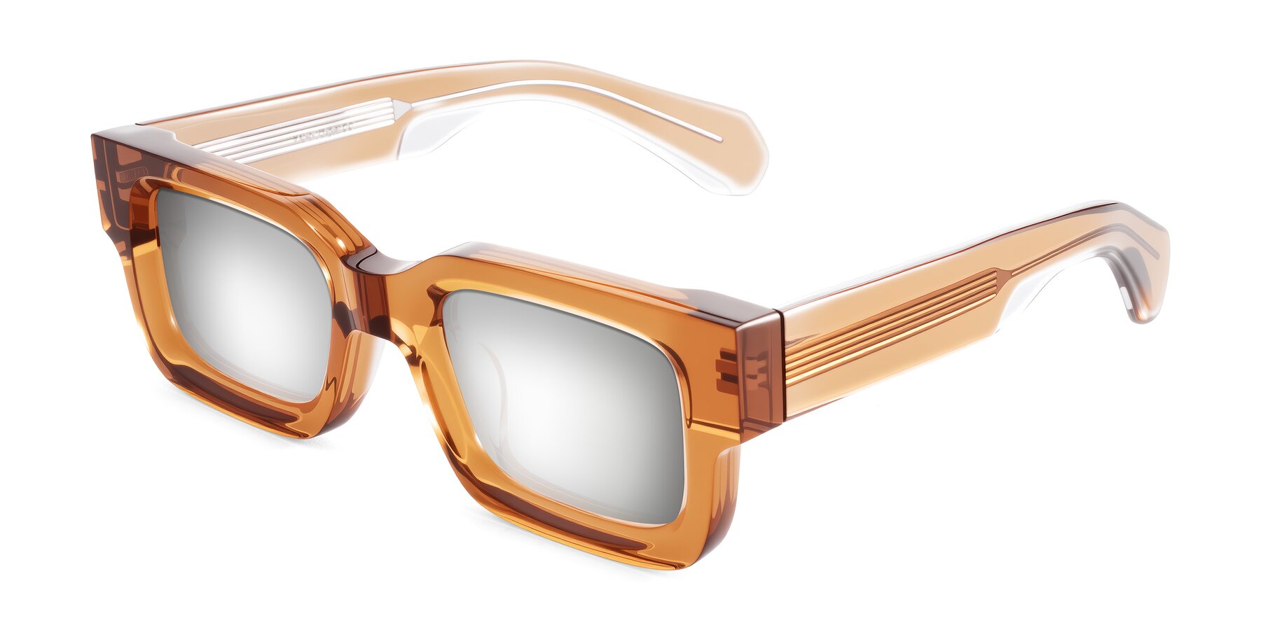 Angle of Nuria in Amber with Silver Mirrored Lenses