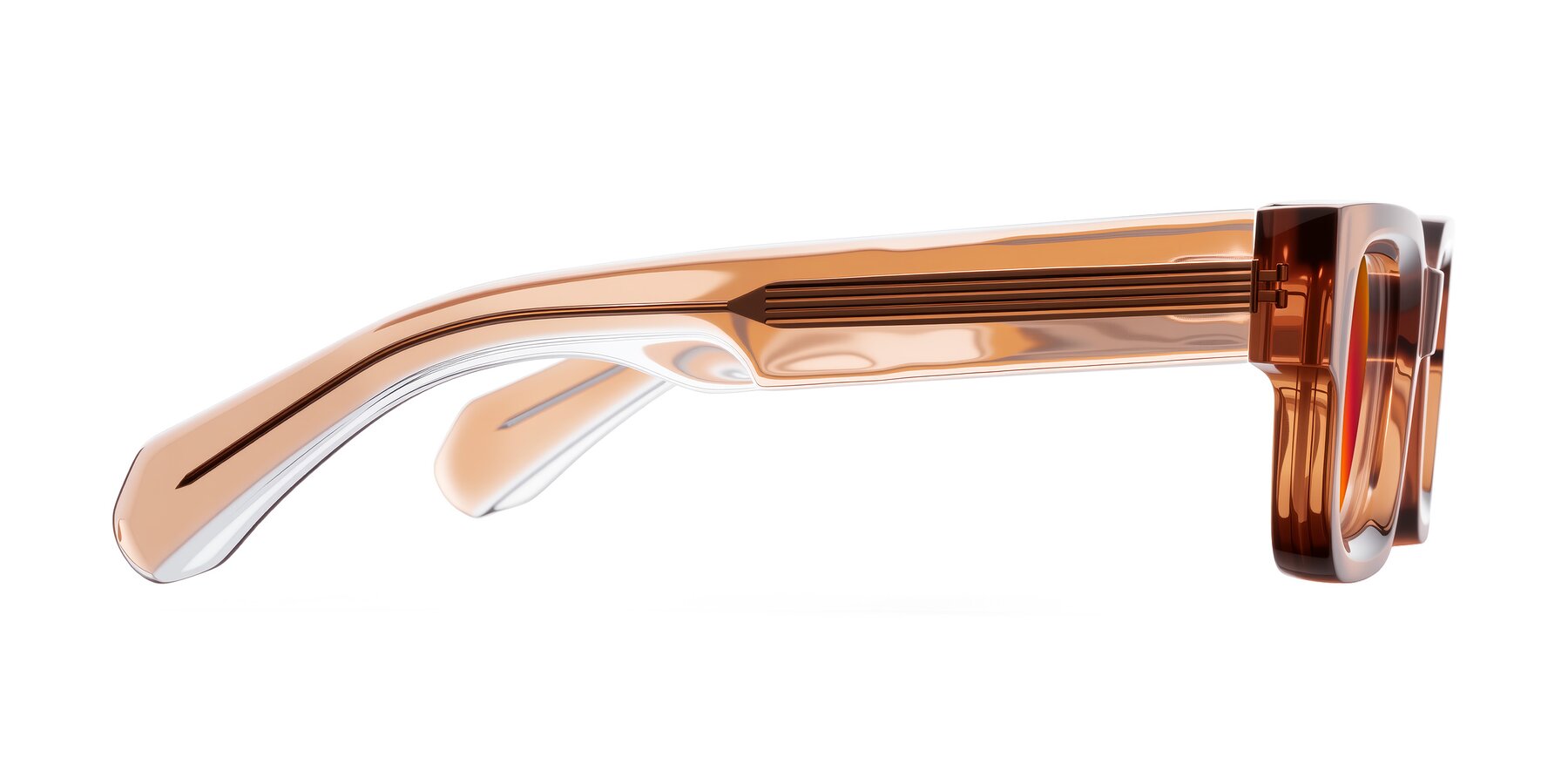 Side of Nuria in Amber with Red Gold Mirrored Lenses